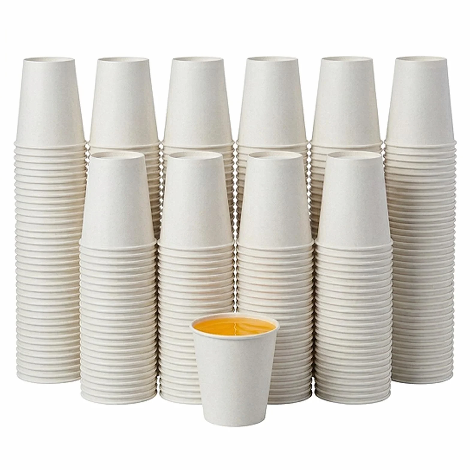 Vasos de papel 300 unidades, 200 ml, vasos de papel blanco, 7 oz con revestimiento de polietileno, tazas de café para bebidas, fiestas, oficina y catering