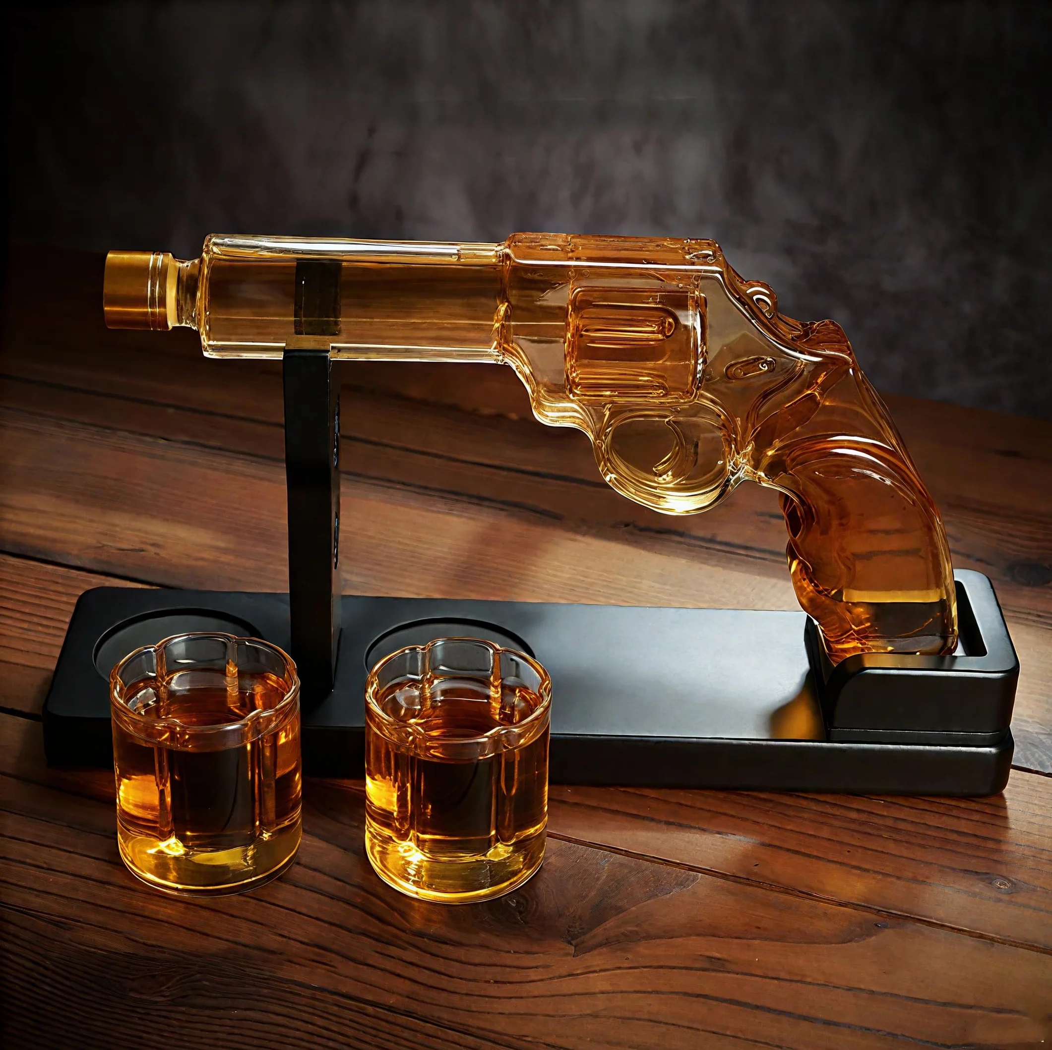 Juego de decantador de whisky con vasos de chupito, regalo personalizado único para marido y padre, experiencia de beber de calidad para el hogar, bar, fiesta de beber (pistola)