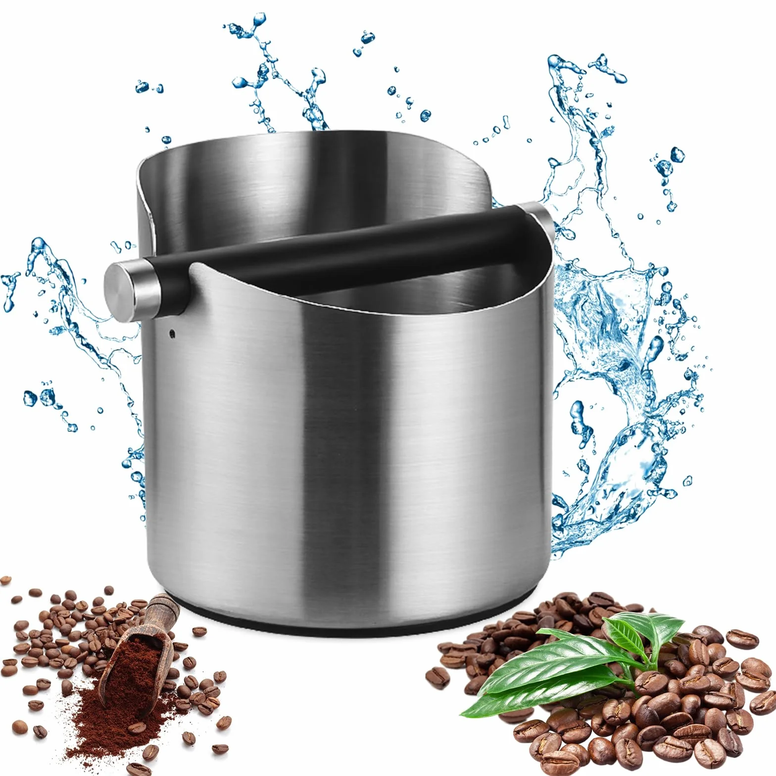 HOMURY Recipiente para portafiltros: recipiente para café espresso, portafiltros para café molido, caja para café molido, caja de café barista, accesorios para recoger y reciclar posos de café