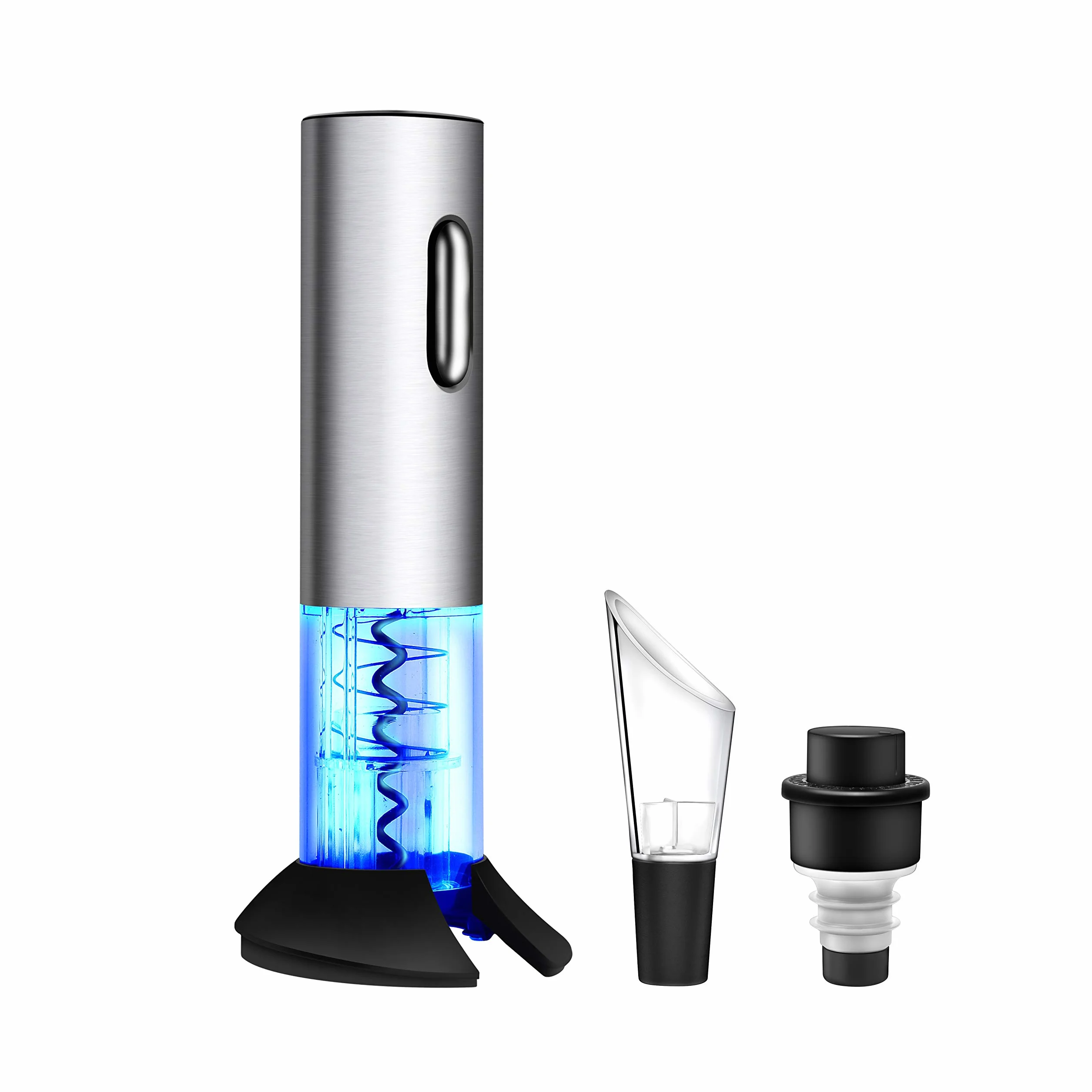 Sacacorchos Eléctrico, Abridor Botellas de Vino Profesional, Sacacorchos Eléctrico de Acero Inoxidable con Puerto de Carga USB, Cortador de Cápsulas, Tapón de Vacío y Vertedor