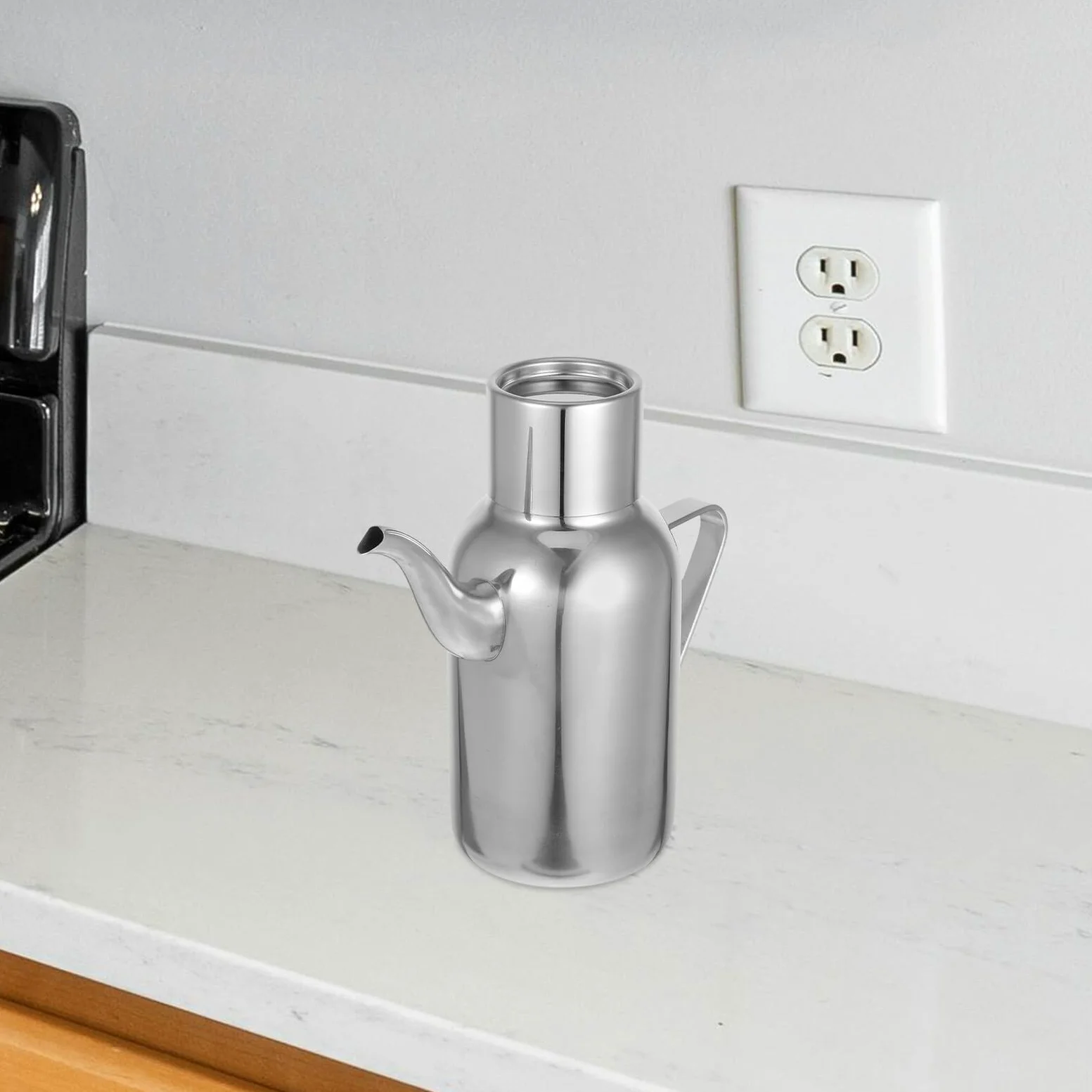 Dispensador de Aceite de Acero Inoxidable 800ml Plata | Uso en Cocina, Fácil de Limpiar y No Daña Manos, Acabado Redondo de Fabricación Cuidada