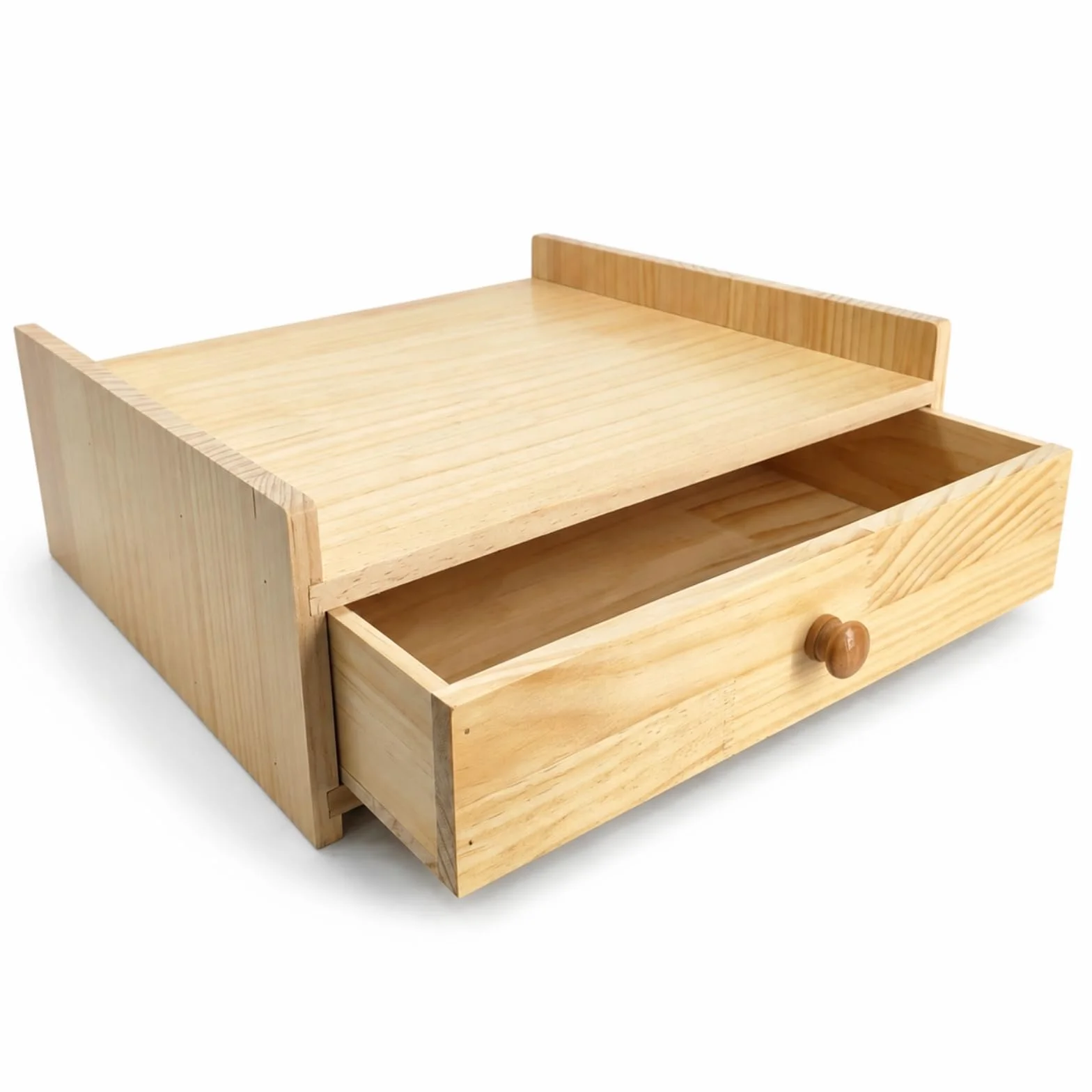 Perfeclan Contenedor para Caja Organizadora Soporte para Base Estable Estante de Madera con Paneles Laterales y Adecuado para Callejeros Locales Comerciales de Cobro