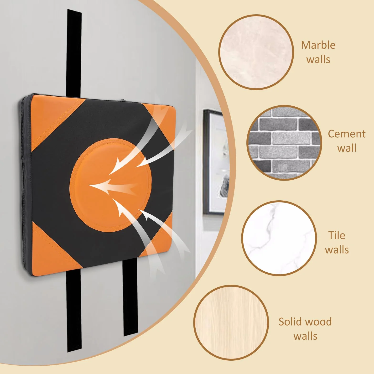 Almohadilla de Boxeo de Pared 38x38x7cm Portátil Ajustable Cuadrado Esponja Alta Elasticidad
