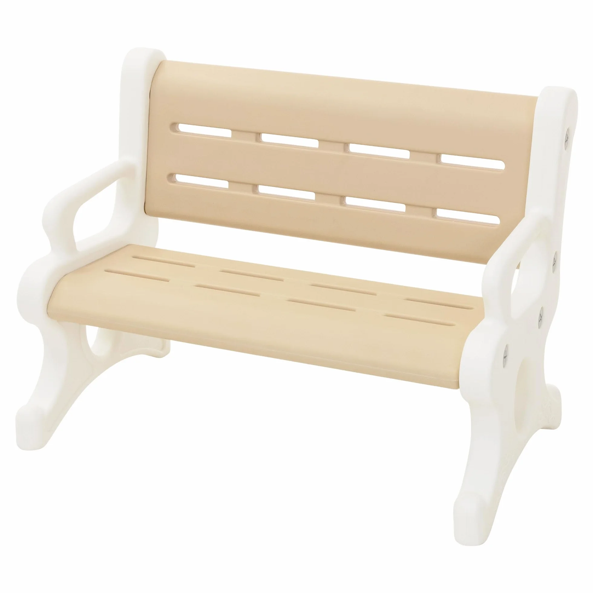 Joyz Banco Infantil Exterior 2 Asientos Plástico Marrón Blanco Resistente Intemperie 81,5x59,5x48 cm