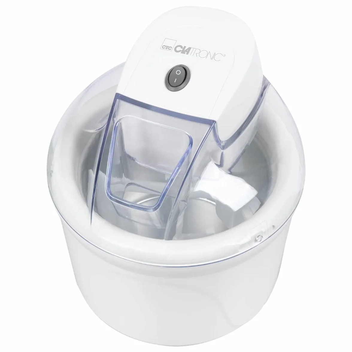 Clatronic máquina de hielo/máquina de té suave ICM 3764 para helado/sorbete/Yogur congelado/Slush, para el hogar, almacenamiento en frío, llenado, 1500 ml, incl. Sugerencias de recetas, blanco