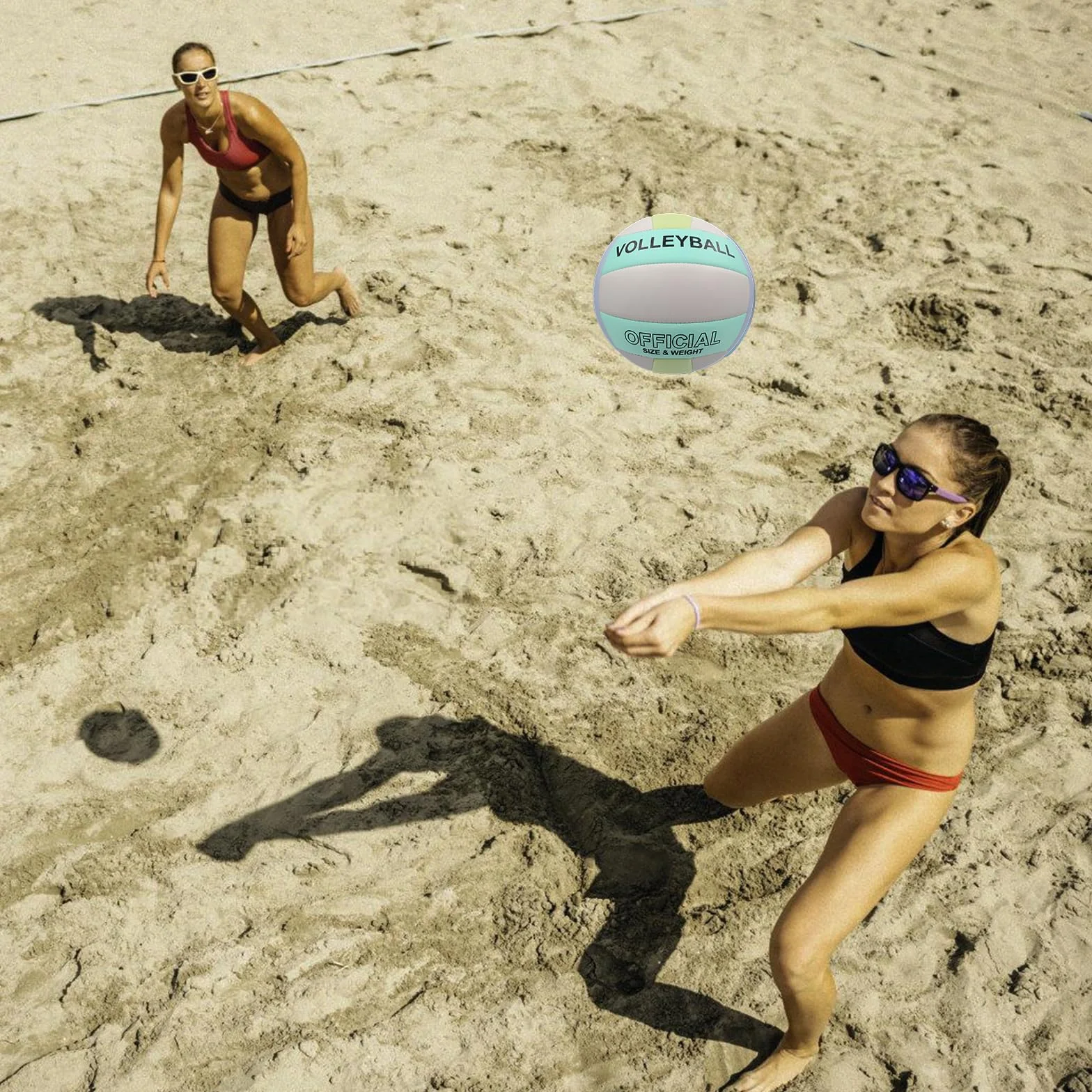 Balón de voleibol oficial tamaño 5: pelota de playa con inflador, poliuretano suave interior exterior entrenamiento deportivo arena