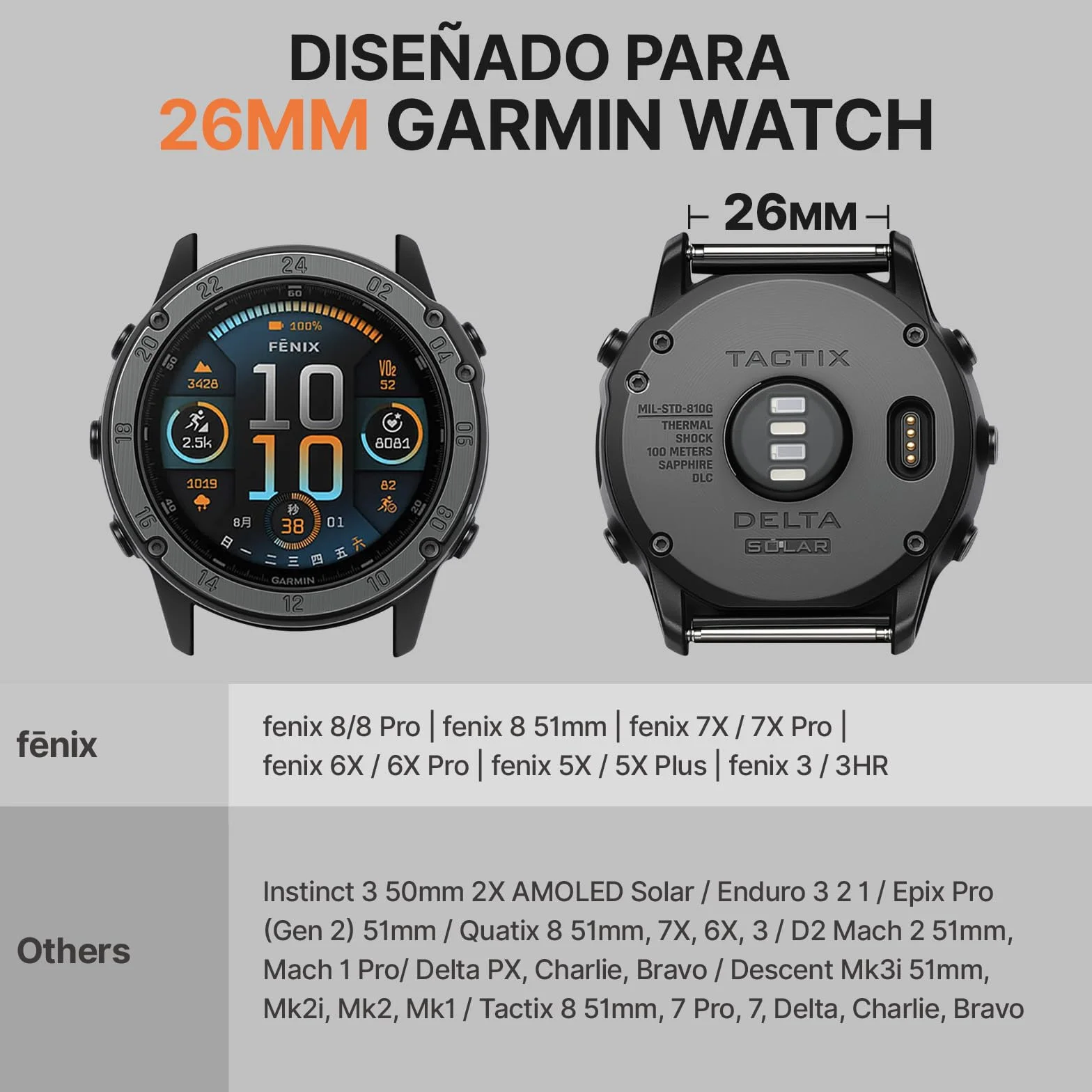 Quick Fit 22mm 26mm Nylon Correa Compatible con Garmin Watch, Suave Táctico Sport Band para Fenix Instinct Tactix Delta Descent Epix Pro Enduro Quatix Forerunner Approach