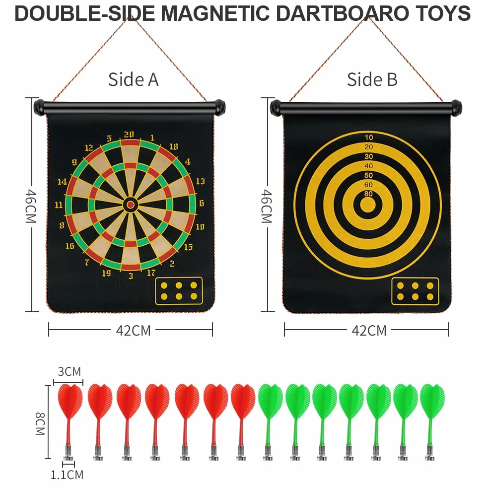 Flintronic Juego de Tablero de Dardos Magnético para Niños 12" 15" 17" con 14 Dardos