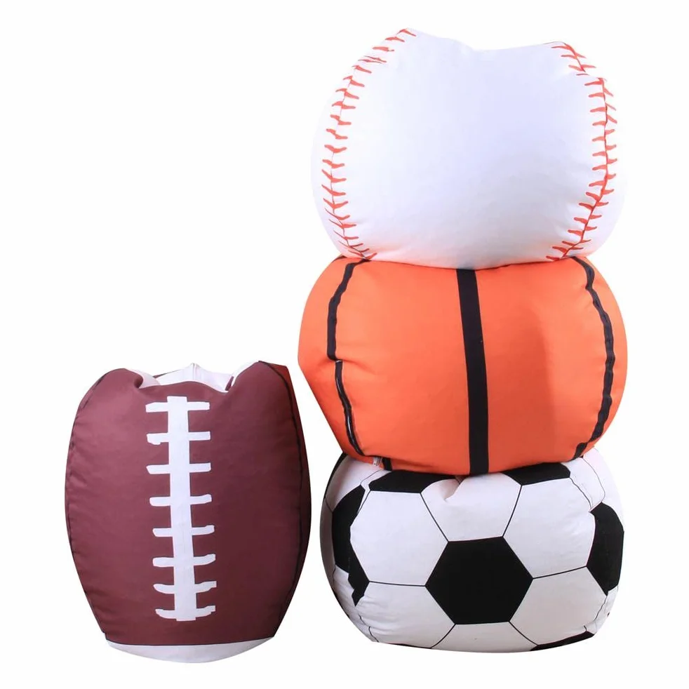 Puf de almacenamiento para juguetes de peluche, pelotas deportivas, funda de puf suave, para fútbol, voleibol, béisbol, bolsa de almacenamiento, juguetes de peluche para niños, 18 pulgadas