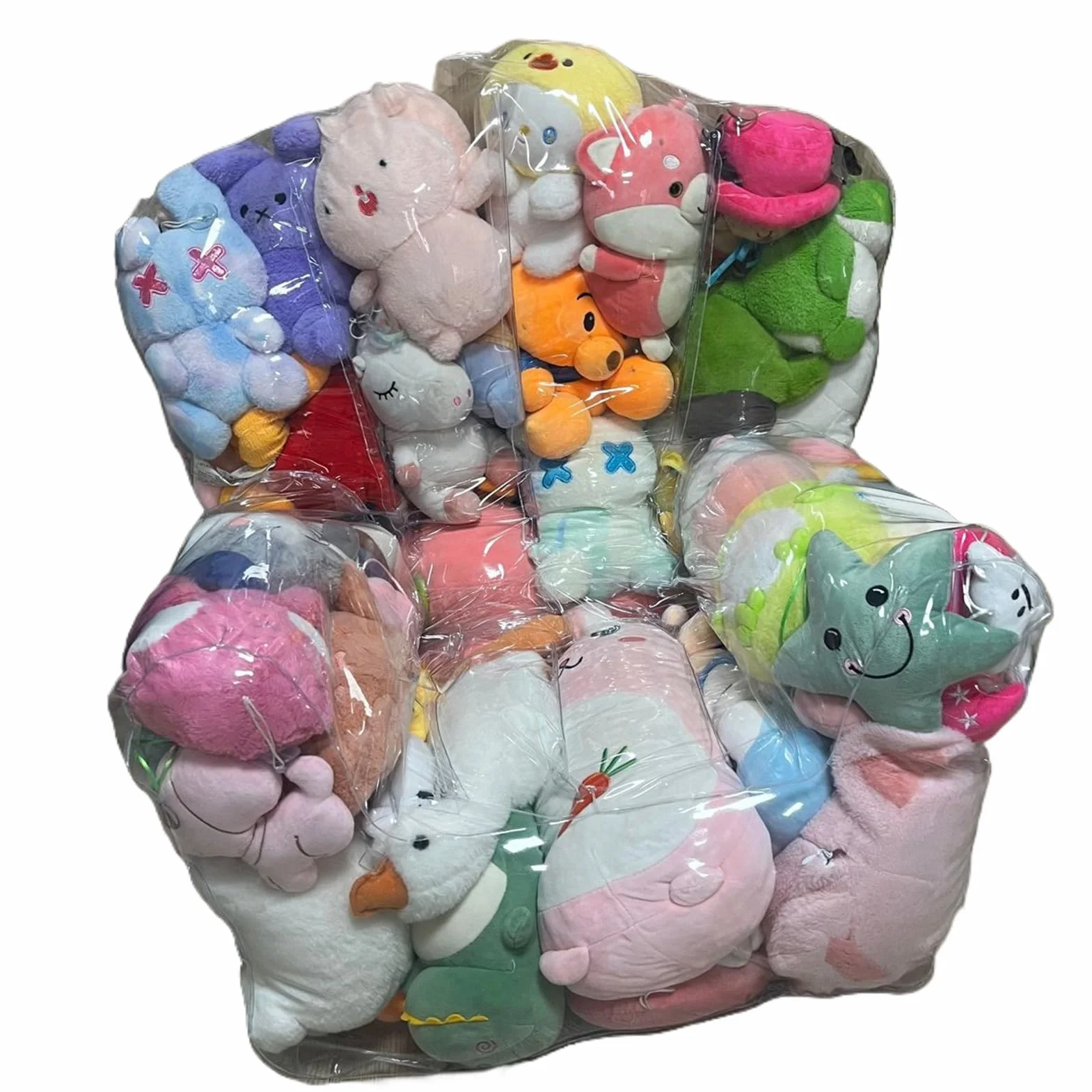 Tapa de Silla de Bolsas de Frijoles de Animales de Relleno Transparente, Bolsa de Animales rellenas de Frijoles Impermeables, Bolsa de Almacenamiento de Juguetes con Cremallera, Cubierta de Silla