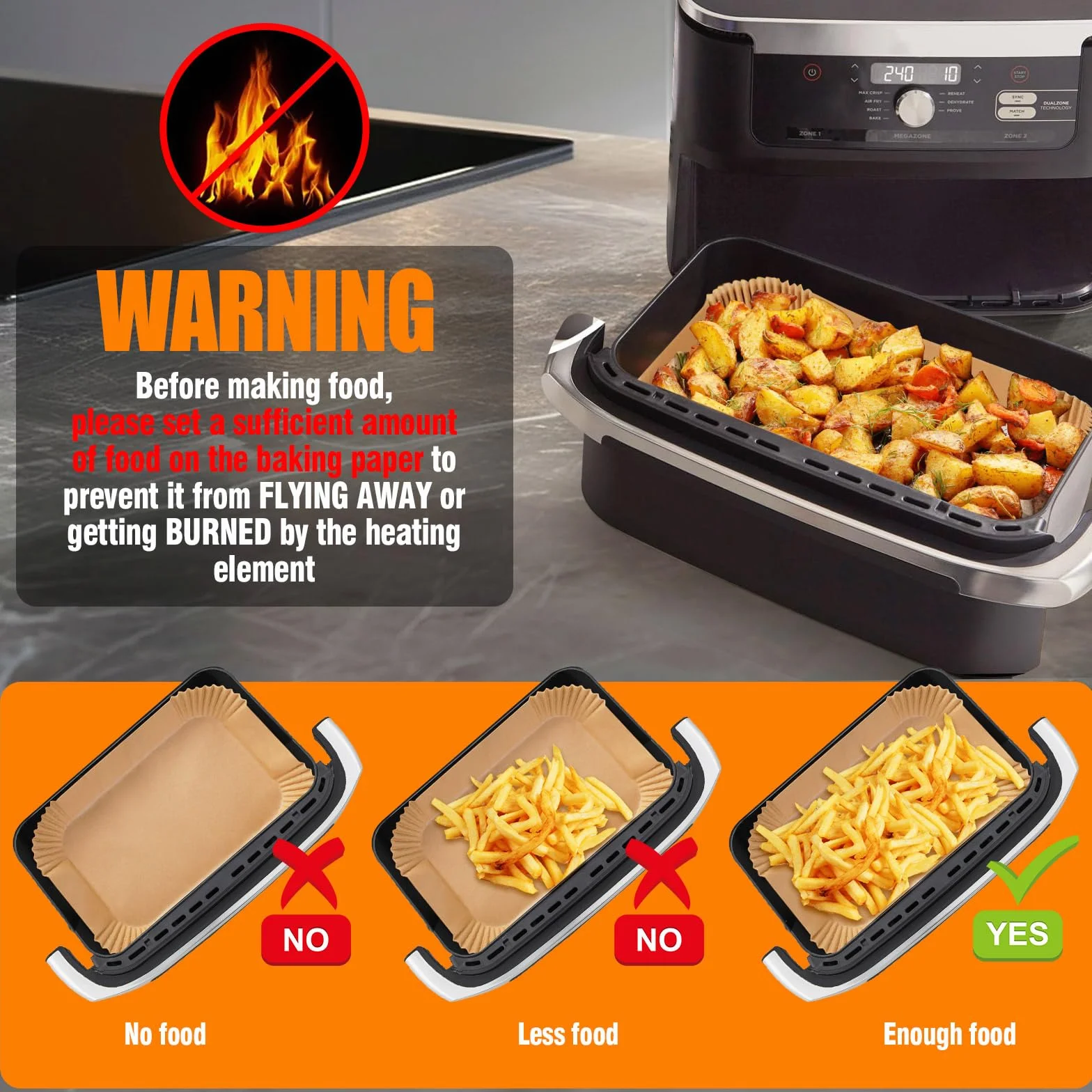 200 Piezas Papel Freidora Aire, Papel para Air Fryer Cosori Dual Blaze TwinFry 10 L/Ninja Air Fryer AF500EU 5,2-10,4 L/Cecotec Cecofry Dual 9000 9 L, 10 L y 11 L, Accesorios Airfryer