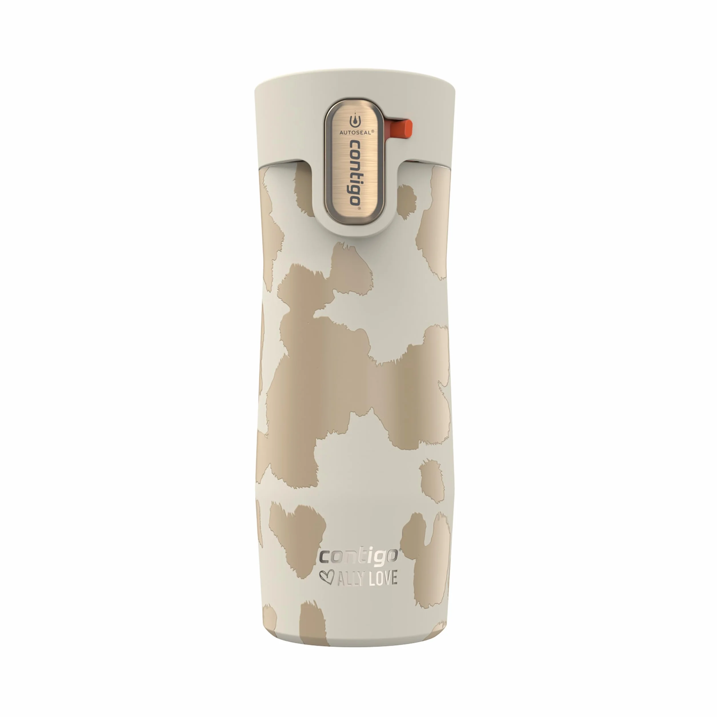 Contigo x Ally Love - Taza de viaje de acero inoxidable aislada al vacío con tapa de cierre automático y fácil de limpiar, a prueba de derrames, mantiene las bebidas frías 24 horas y calientes durante