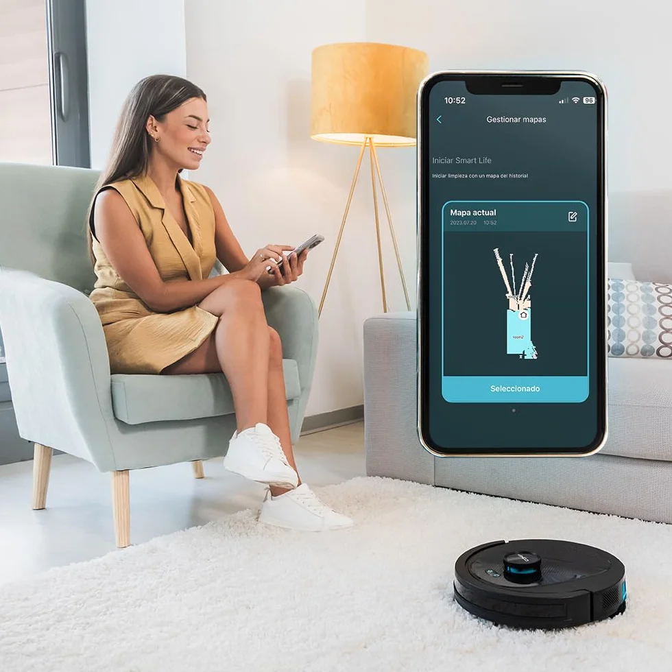 Cecotec Robot Aspirador y Friegasuelos Conga 8490 Ultimate Ultra Power. Navegación Láser, App, Barre, Aspira, Friega y Pasa la Mopa, 7000 Pa, hasta 170 Min Autonomía, Cepillo Central de Silicona