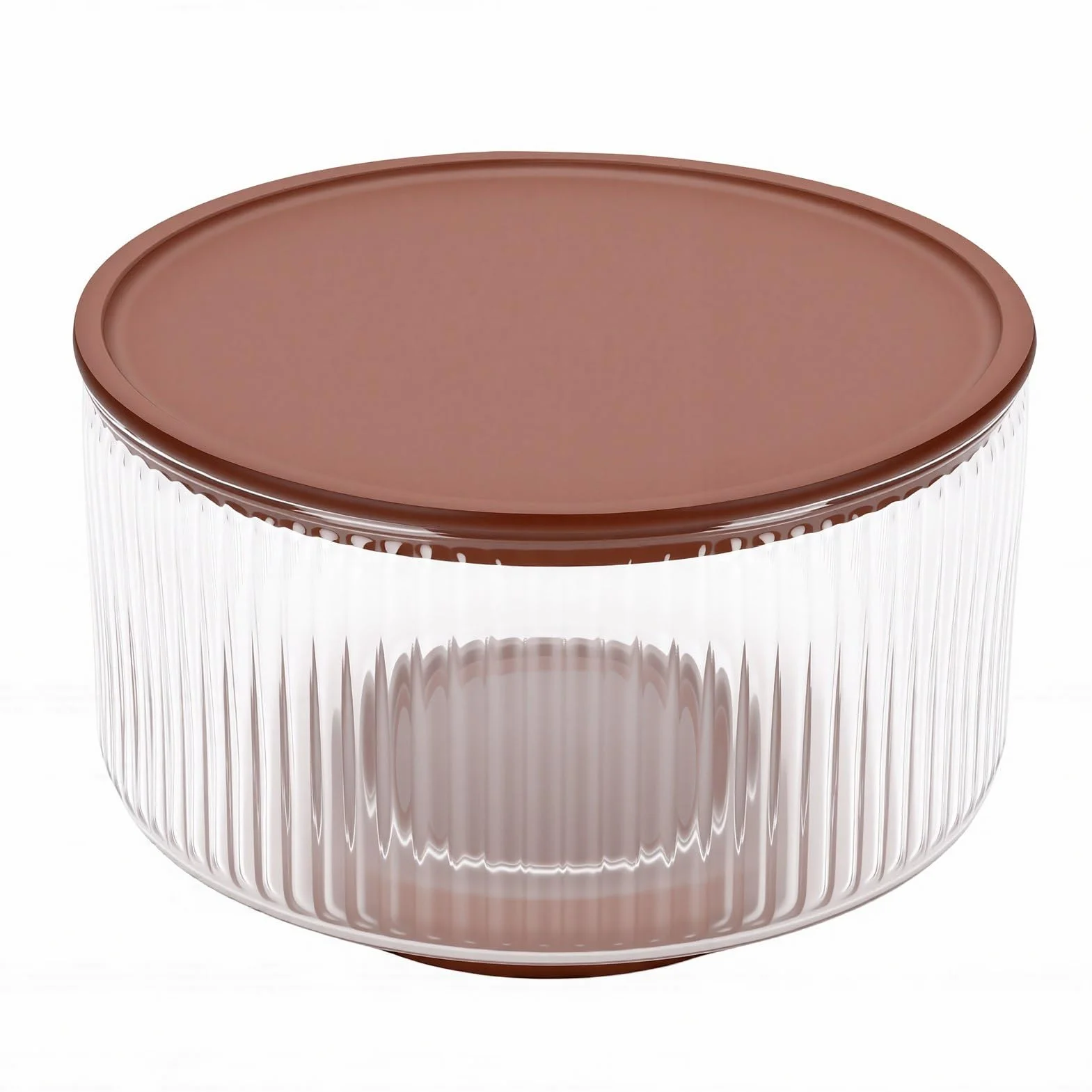Fockety Ensaladera de Vidrio con Tapa y Base de Madera, 7.9in, para (Medio) | Tazón grande para servir, plato versátil para mezclar, frutero, plato para bagatelas para cocina y fiestas