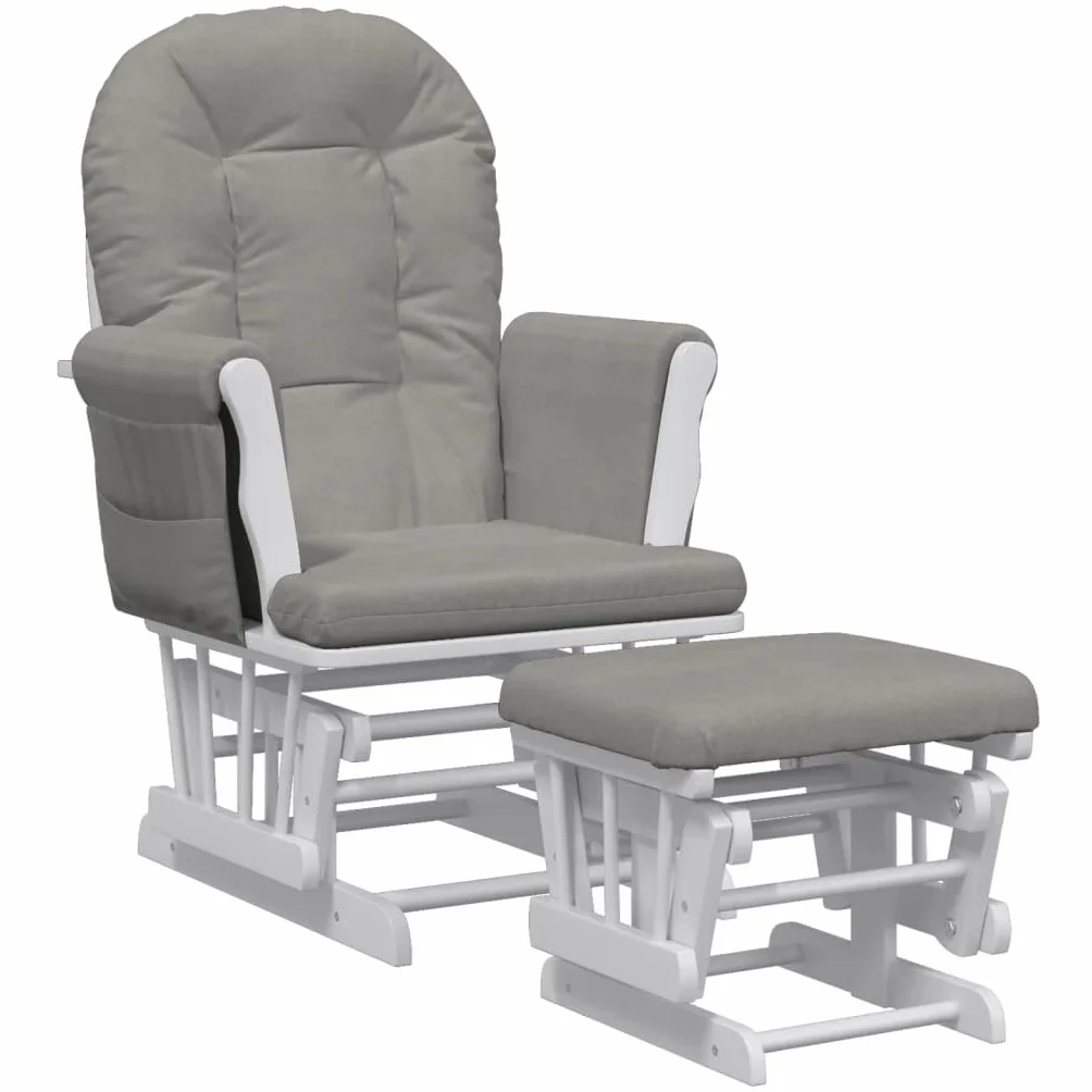 vidaXL Sillón de Lactancia con Taburete Tela Gris Claro