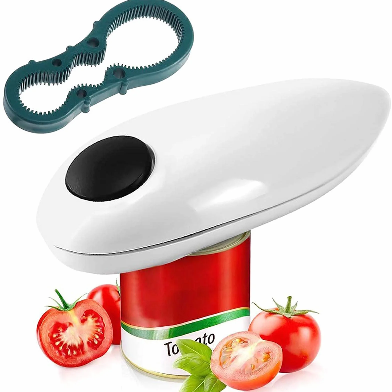 Abrelatas eléctrico, tapa sin borde afilado con abrebotellas, abrelatas automático One Touch para personas mayores, aparato de cocina para artritis y manos débiles