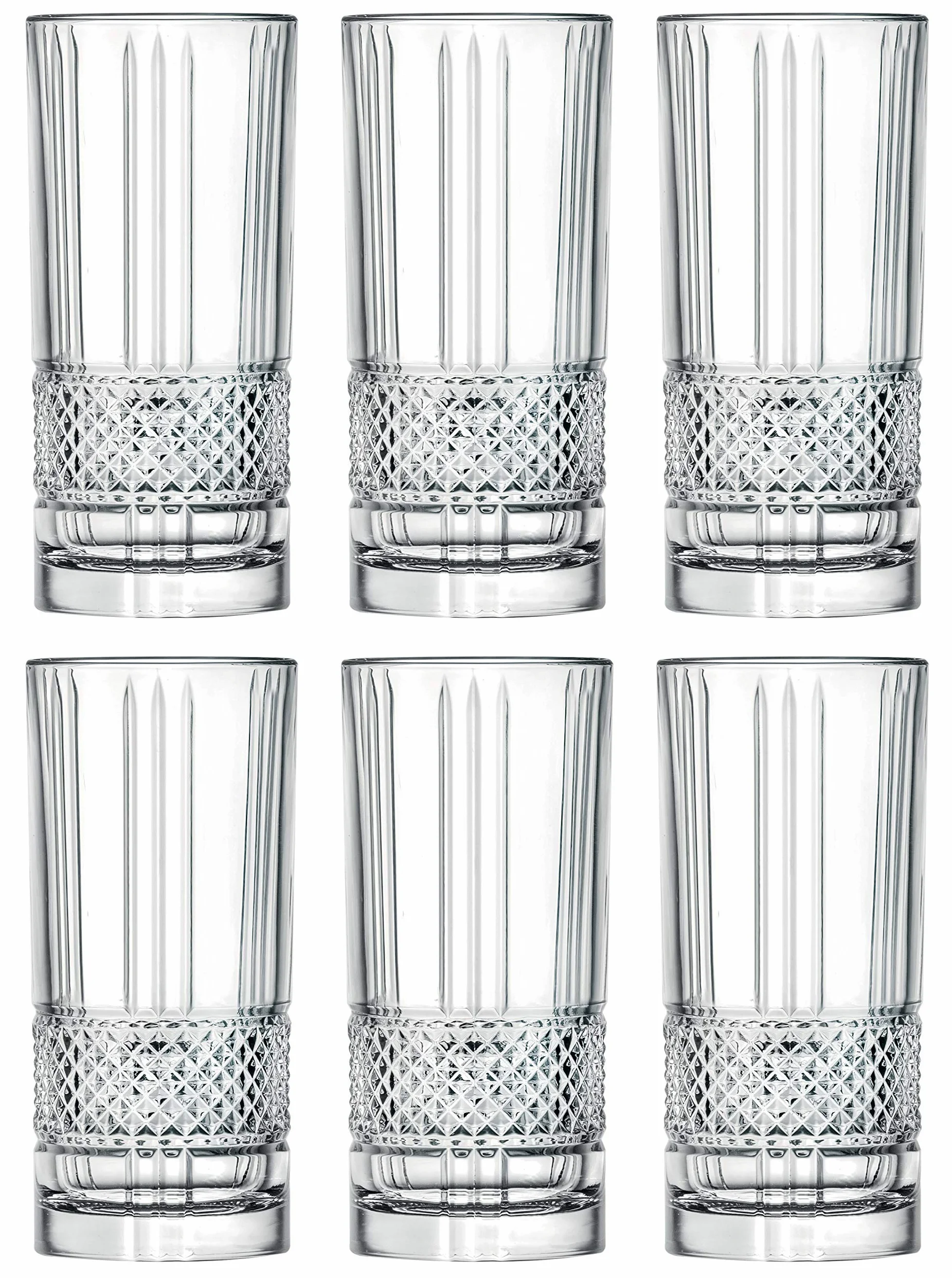 Highball – Juego de 6 vasos de cristal Hiball – Cristal sin plomo – Hermoso diseño – Vasos para beber – para agua, zumo, vino, cerveza y cócteles – 13 oz - de Barski – Fabricado en Europa