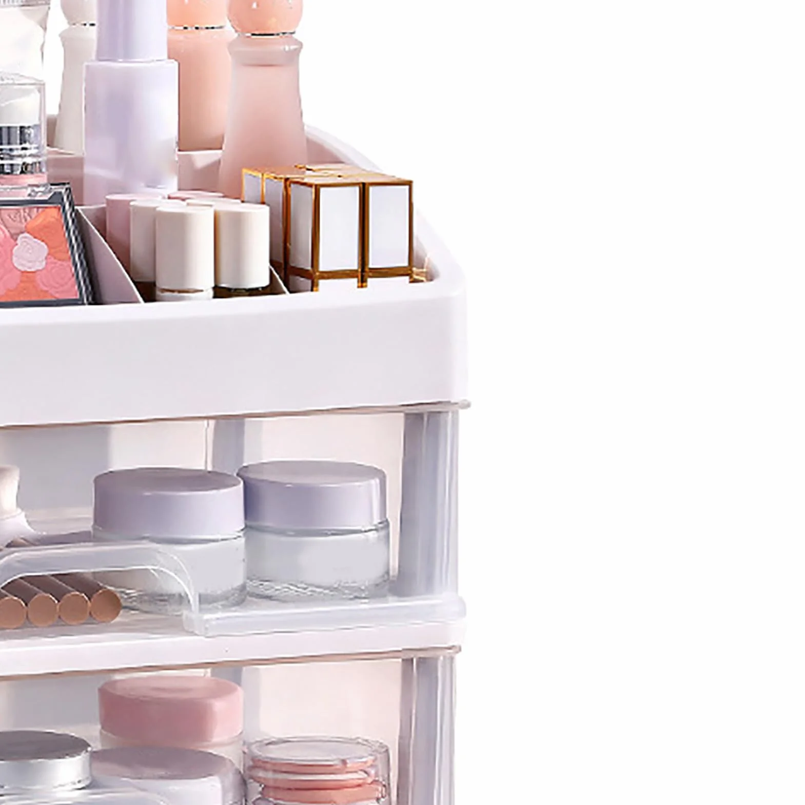 Organizador de Maquillaje con 3 Cajones Transparente, Caja de Almacenamiento para Cosméticos, Accesorios y Joyería, Plástico Resistente, Multifuncional, Ahorro de Espacio