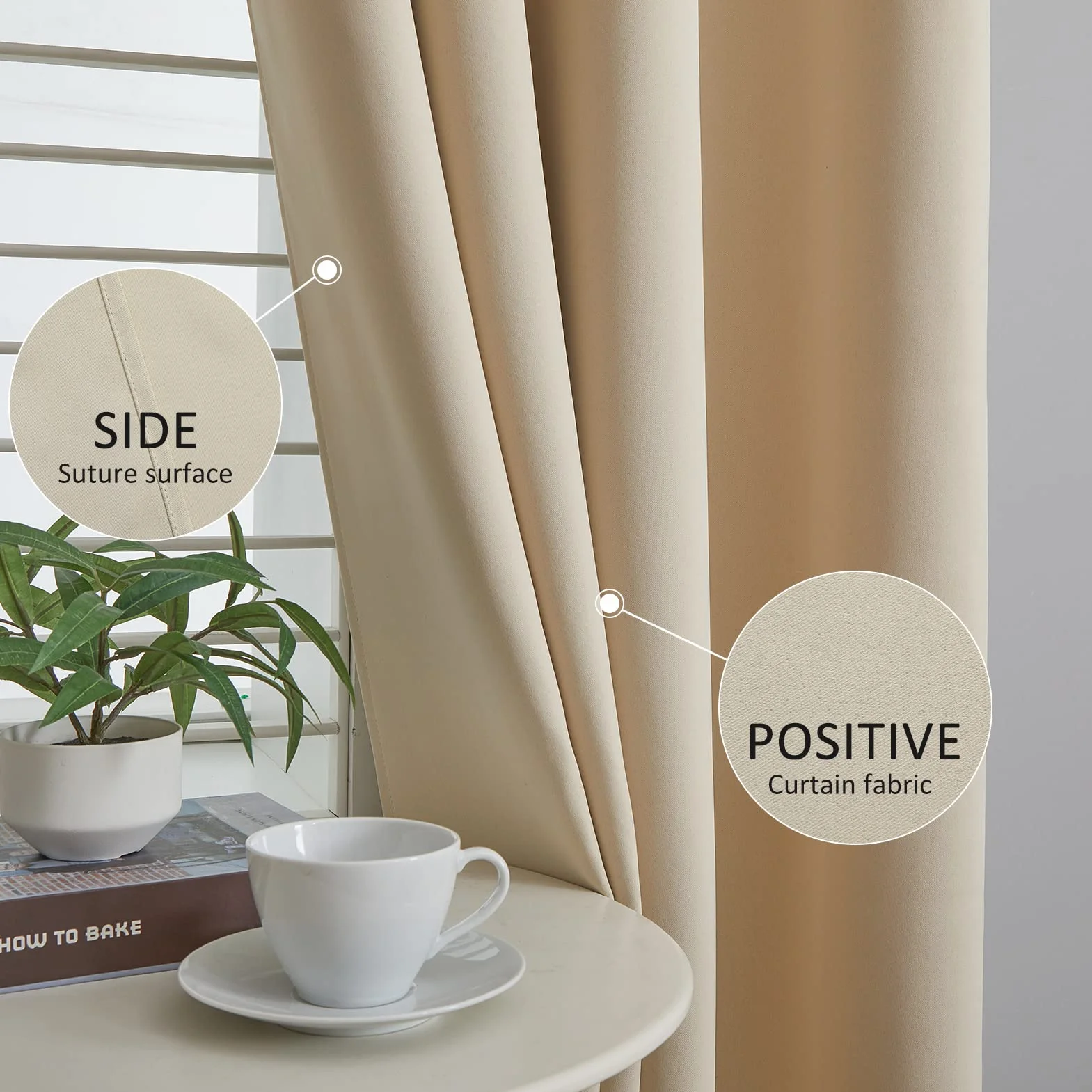 Topfinel Cortinas Térmicas Aislantes Opacas con Ojales 140x175 Beige 2 Piezas