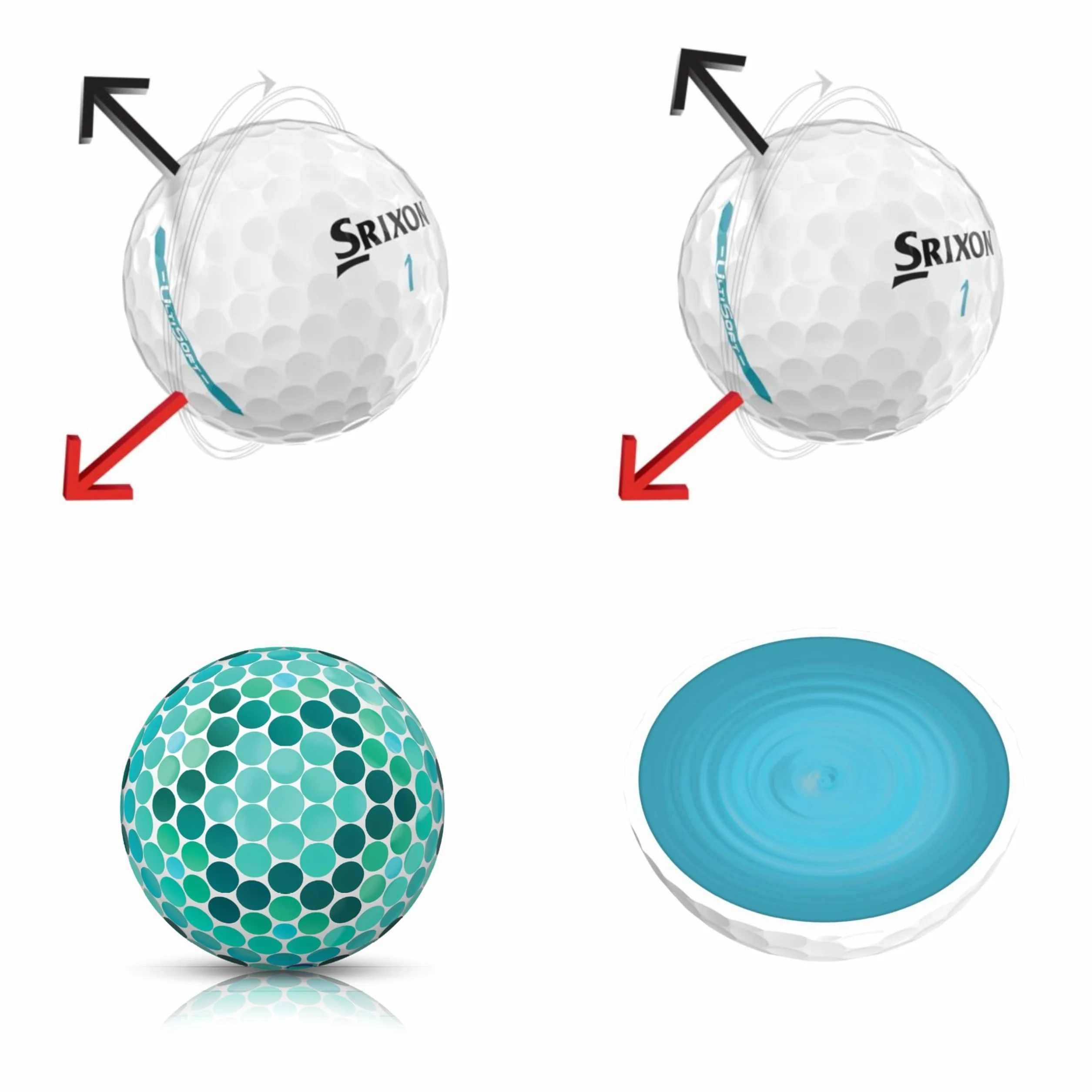 Srixon Ultisoft 4 & 5 Bola de Golf Ultra Suave Compresión Baja FastLayer