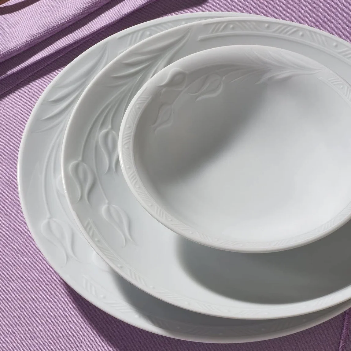 Güral Porselen Vajilla de Porcelana Rene, de 18 Piezas para 6 Personas – Completa de Porcelana Blanca