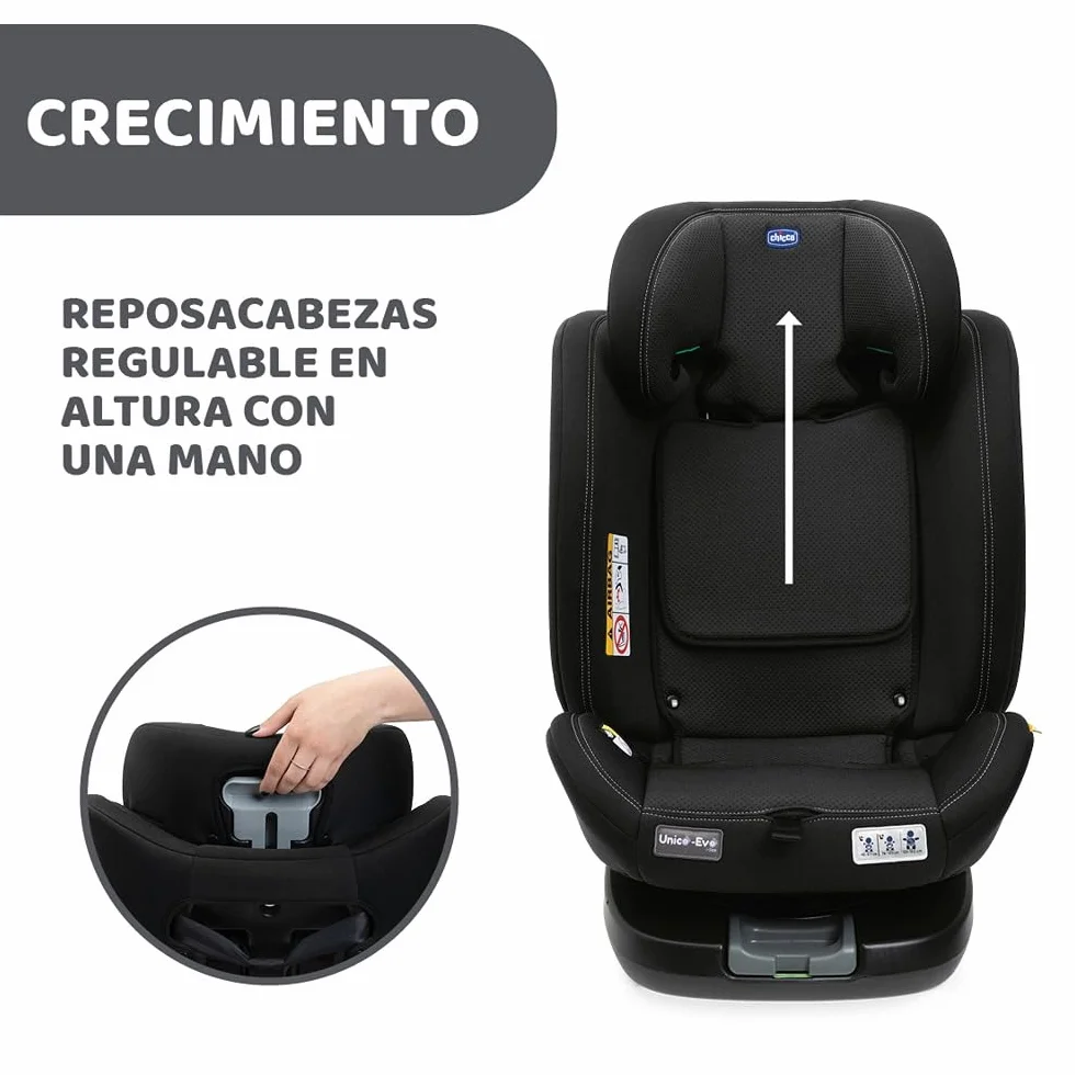 Chicco Unico EVO I'Size Classic Silla de Coche ISOFIX 360º Giratoria 40-150 cm Grupo 0123 Negra