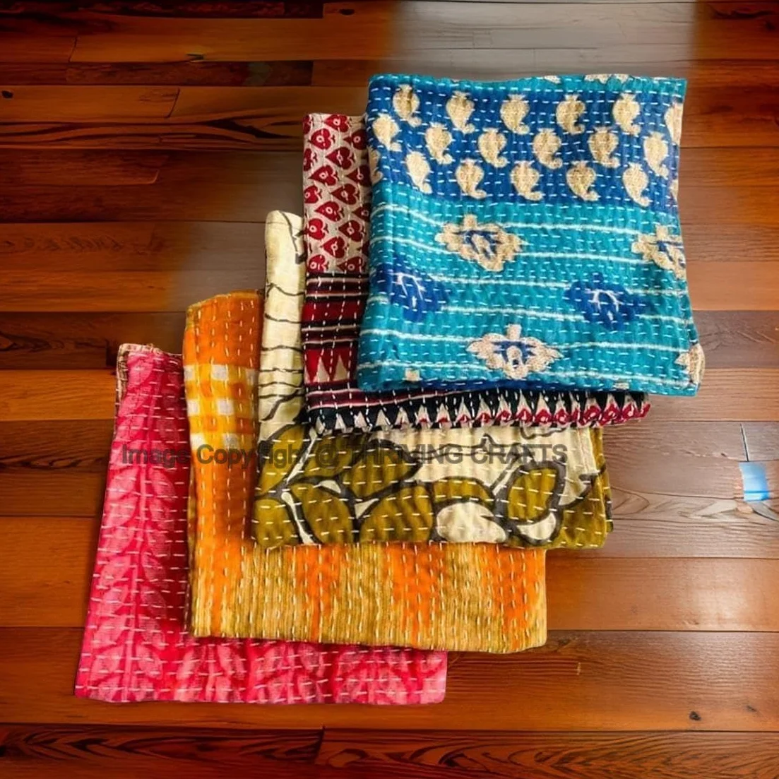 Thriving Lote de 10 servilletas vintage Kantha para cocina, decoración de mesa, servilletas 100% algodón, servilletas hechas a mano, 40,6 x 40,6 cm, servilletas bohemias Kantha