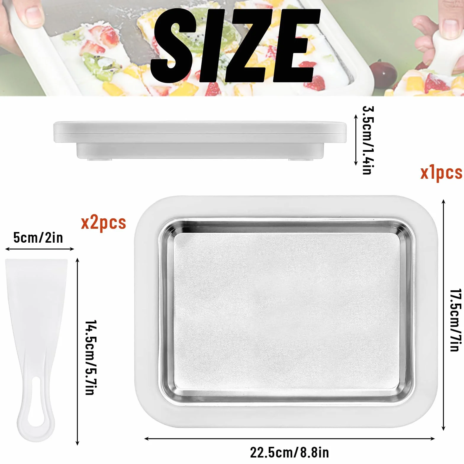 Fabricante de Helados, ZoneYan Heladera Instantánea con 2 Espátulas, Máquina para Hacer Helados en Rollo, Placa de Hielo para Helados, Plancha para Hacer Helado para Sorbete, Gelato, Yogur Helado