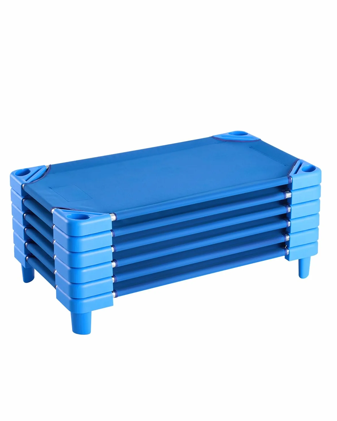 VEVOR Cuna Apilable para Niños 6 Piezas Cuna Portátil para Siesta de Niños 102x57 cm Cunas para Guardería para Niños Camas para Guardería en Aulas Preescolares para Dormir, Descansar, Siestas, Azul