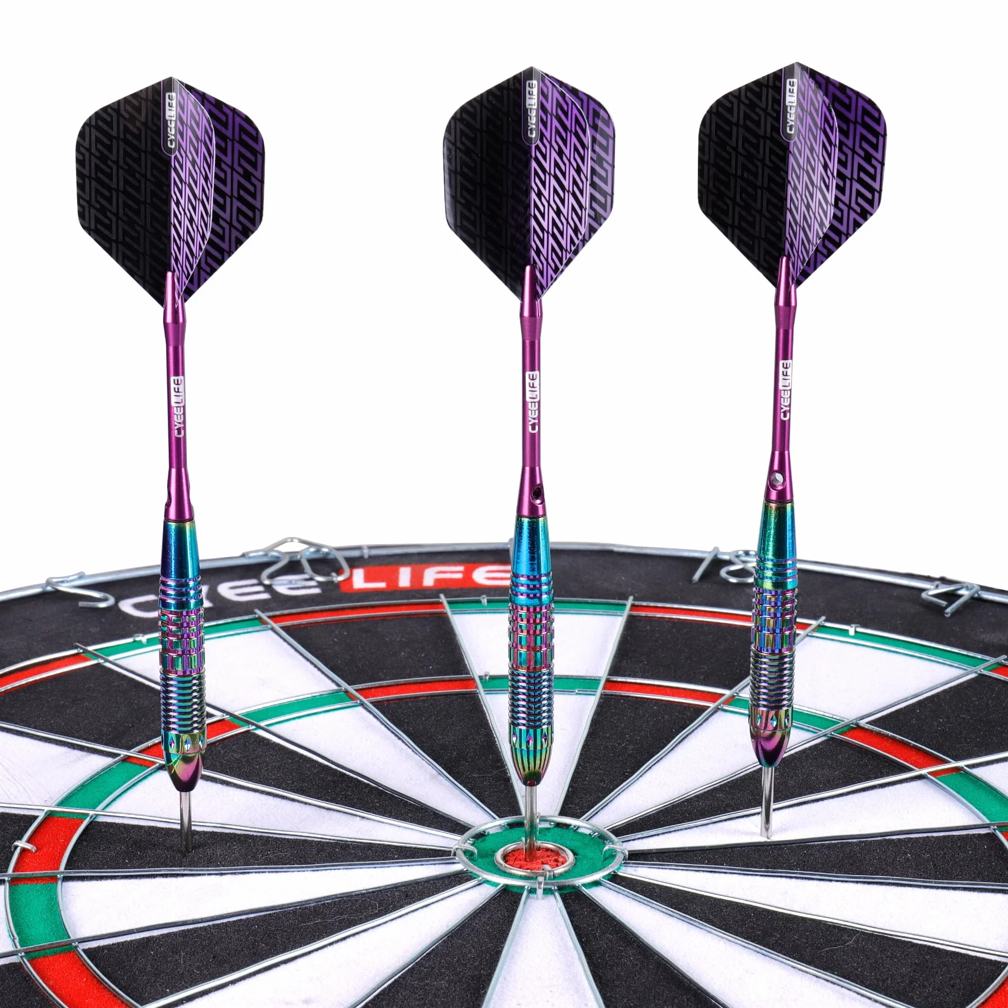 CyeeLife Set de Dardos de Latón 24g con Barrel y Punta de Acero, 3 Dardos con 6 Puestos y Vuelos, Incluye Caja