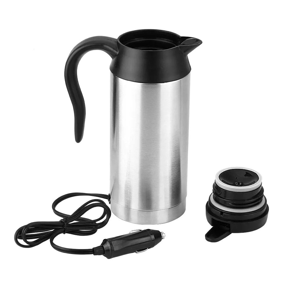 Encendedor eléctrico de coche de 25 oz de acero inoxidable portátil de calefacción taza de café calentador de té taza termo alimentado por 12 V encendedor de cigarrillos, 750 ml