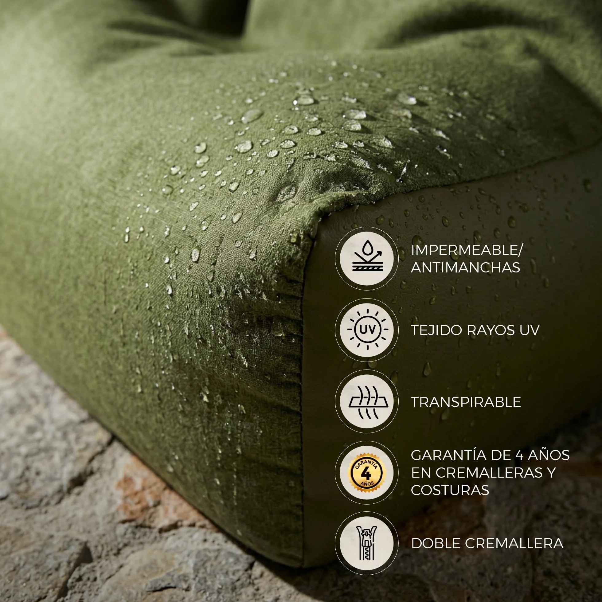 HAPPERS Puff Sillón Naylim Mate con Relleno Incluido para Exterior e Interior Transpirable y Resistente| Asiento Relax Ergonómico para Terraza, Jardín y Salón | 85x80x90 cm Gris