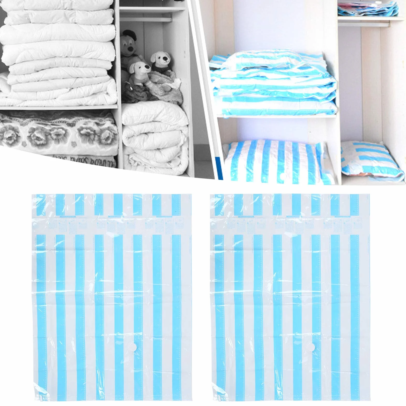 Bolsas de almacenamiento al vacío de viaje para ropa |10 Bolsas de Compresión Reutilizables con Puerto de 3,5 cm |Ahorro de espacio para maletas/hogar/ropa de cama |Cremallera (100 * 80CM)