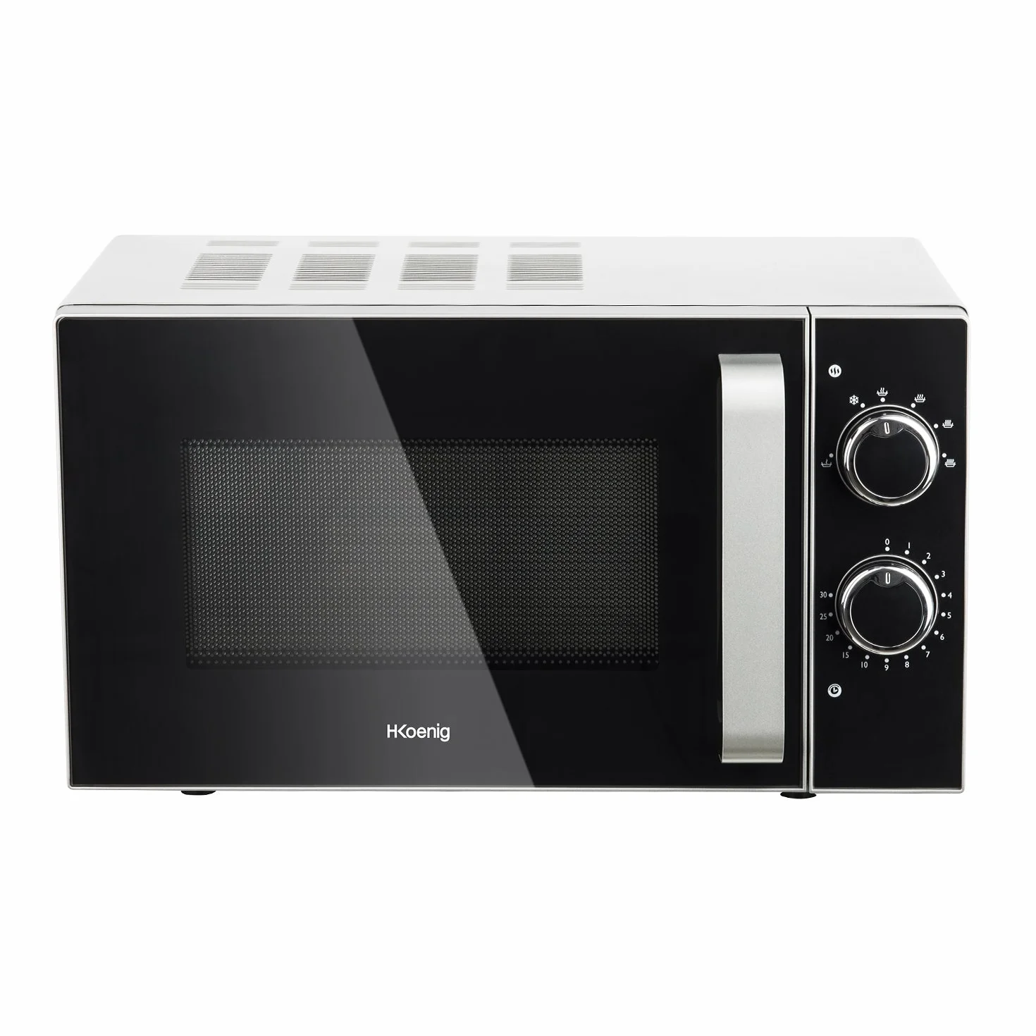 H.Koenig Microondas compacto de diseño 20L VIO4, Potente 700W, Plato giratorio 24,5cm, Multifunción 5 niveles de calor y función descongelar, Temporizador hasta 30 min, Rápido, Encimera