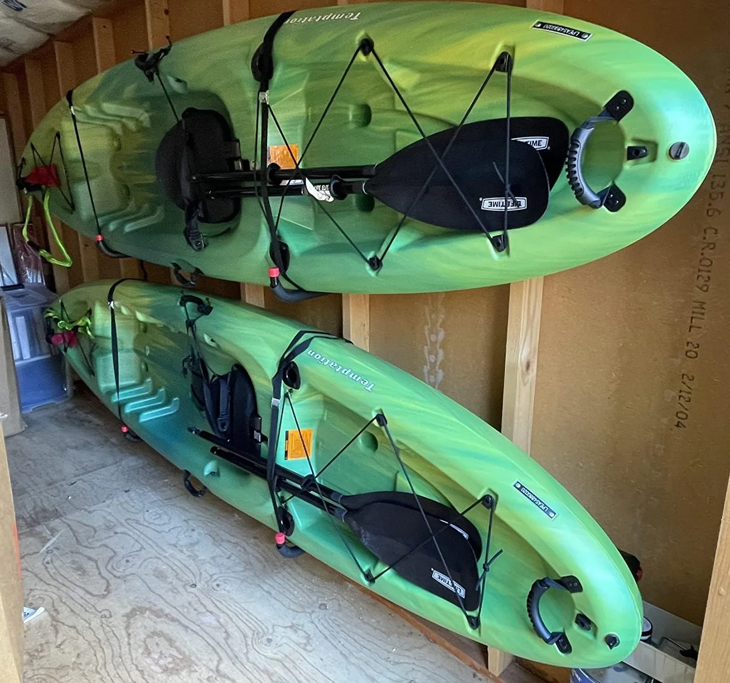 Soportes de almacenamiento para kayak de 39,5 cm, ganchos de pared para kayaks, SUP, tablas de surf, perchas resistentes con correas