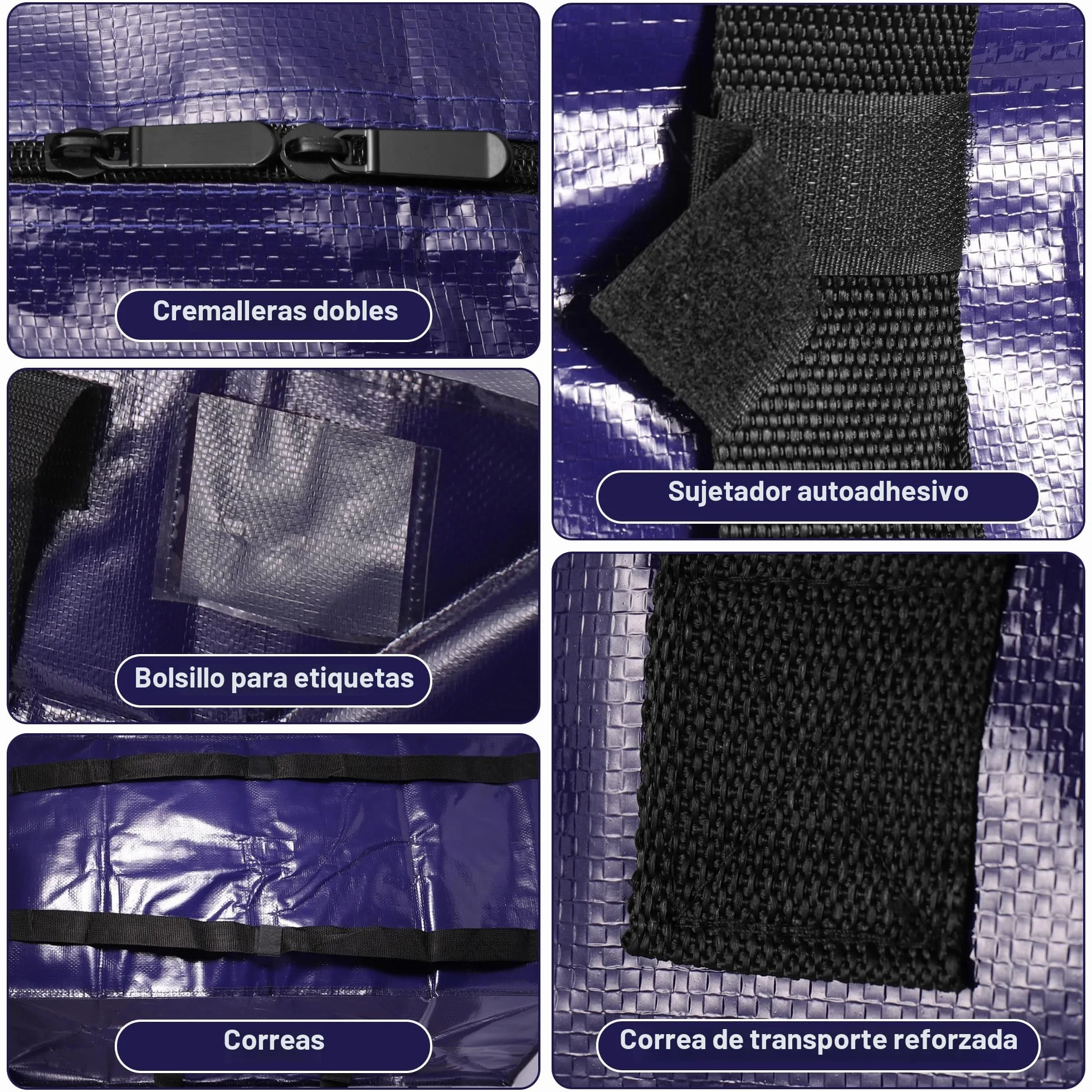 4Pc Bolsa Mudanza Grande, 92L Bolsa Almacenaje, PP Resistente al Agua Bolsa de Transporte, Servicio Pesado Bolsas Grandes para Guardar Ropa, Cremallera Compacta Bolsas de Mudanza Extragrandes