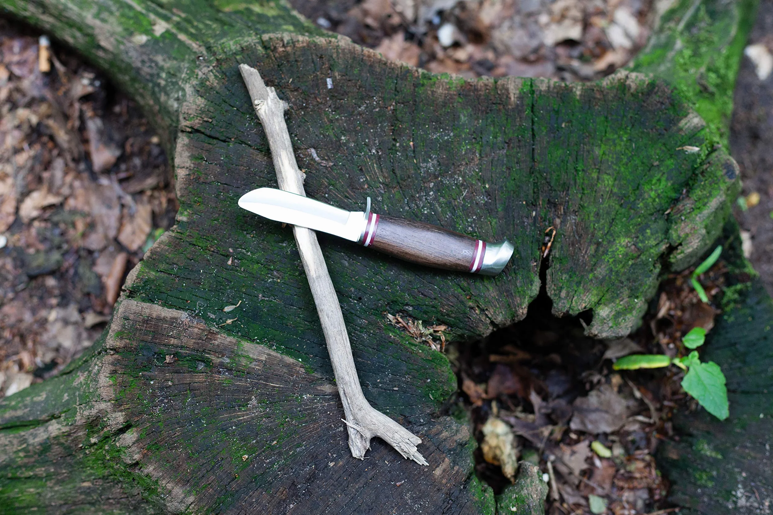 Moses Expedición Naturaleza Cuchillo al Aire Libre Mango de Madera Lederhüll