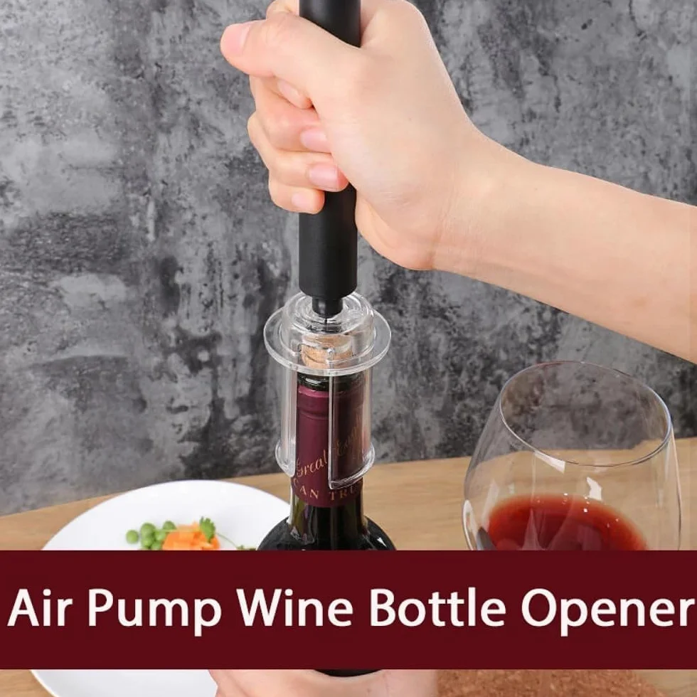 Juego de 4 extractores de corcho con bomba de aire, abridor de botellas de vino a presión portátil con aireador, juego de abridor de vino, regalo para amantes del vino, amigos, apertura rápida de