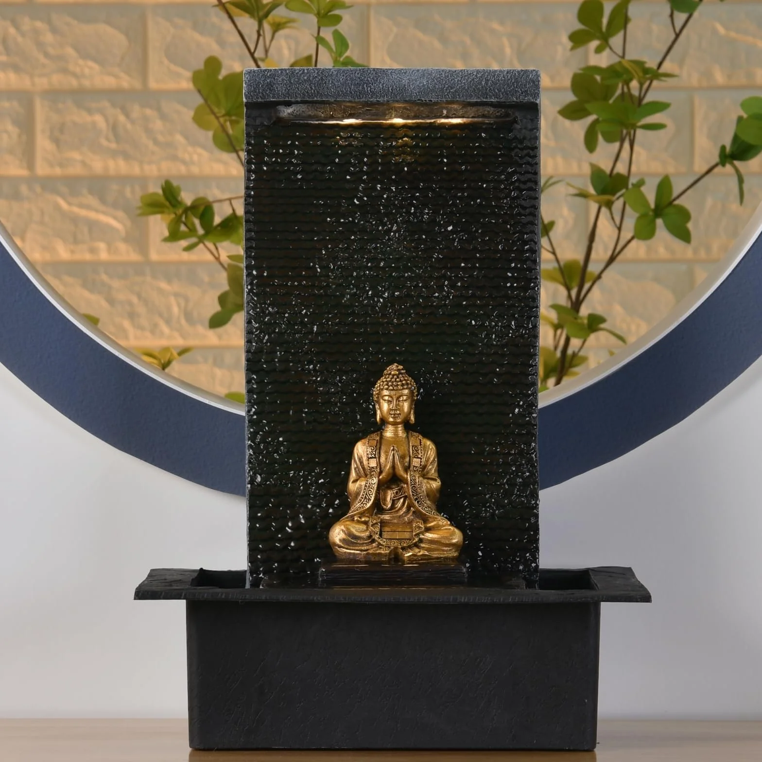 Zen'Light Zenitude Fuente de poliresina Negra 31 x 31 x 42 cm