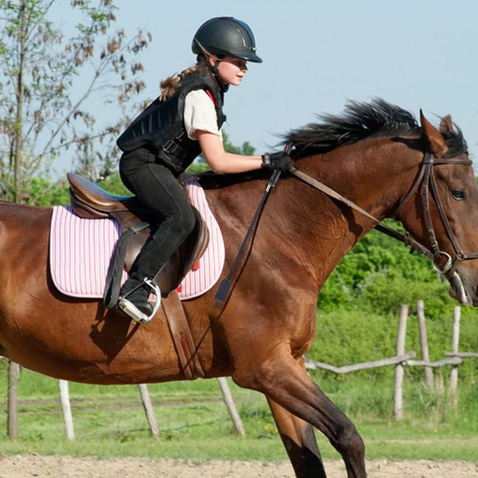 Látigo de entrenamiento para montar a caballo, agarre antideslizante, látigo estable portátil