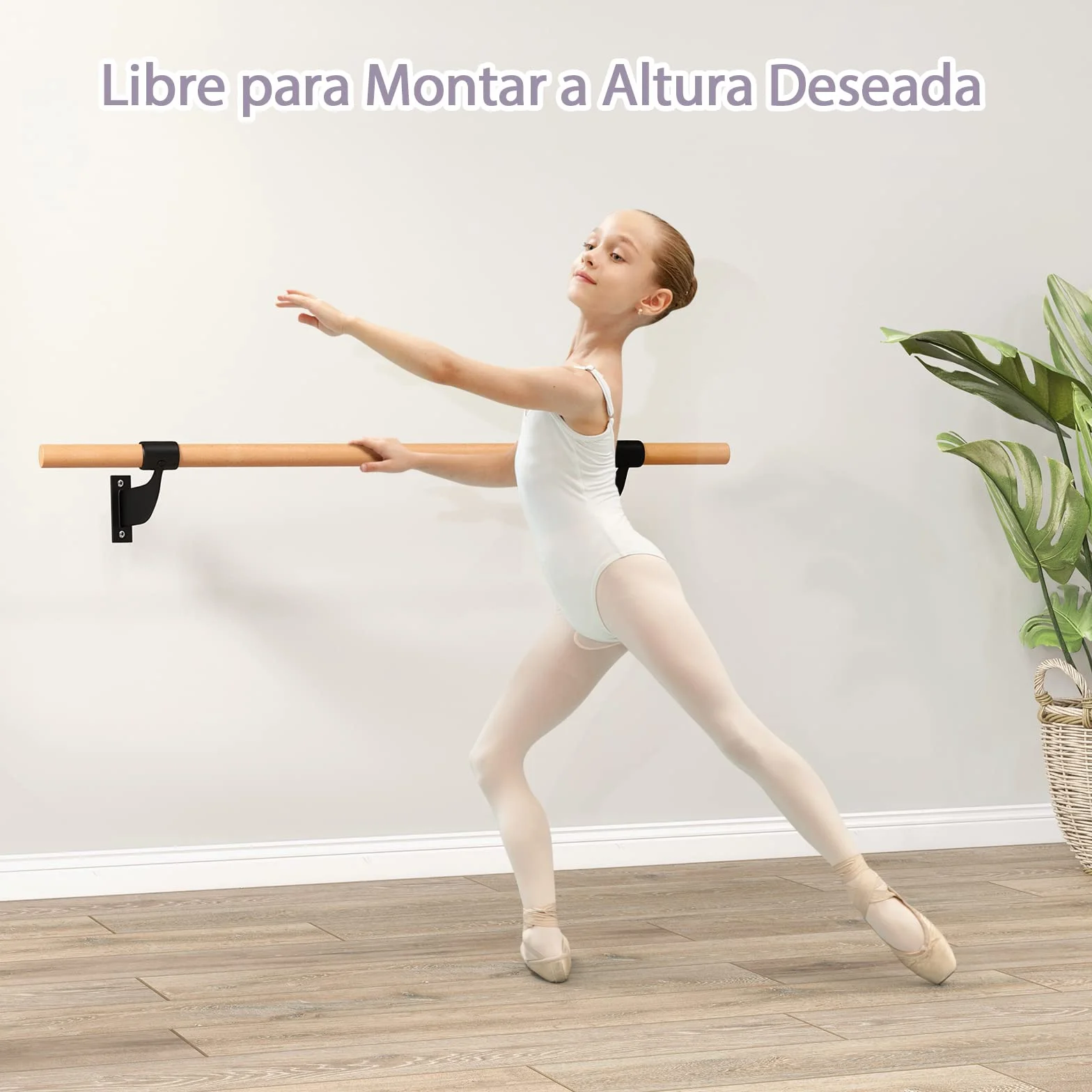 COSTWAY Barra de Ballet de Pared 120 cm, Altura Fija para Yoga, Estiramiento, Entrenamiento