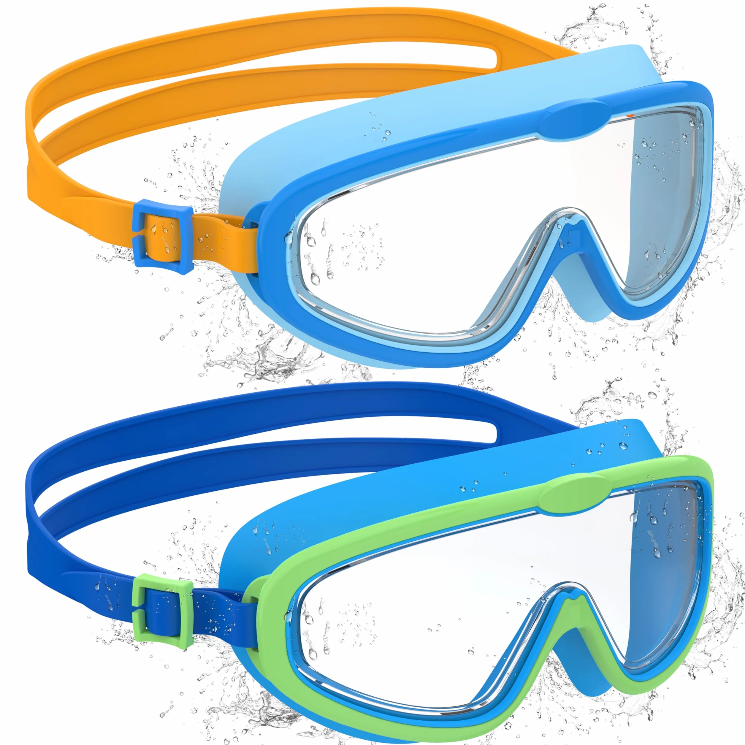 Gafas de Natación Antivaho Protección UV Junta de Silicona Montura Grande Niño 6-14 Años
