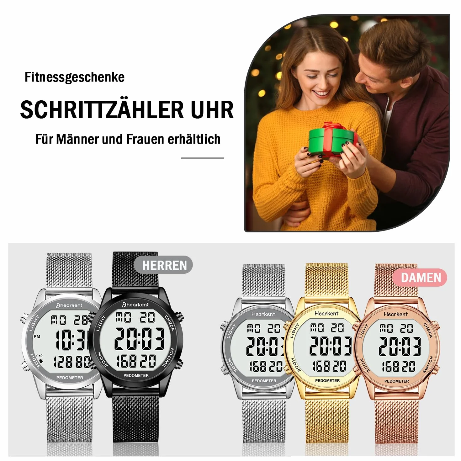 Reloj podómetro, resistente al agua, reloj digital, sin Bluetooth y aplicación, reloj para personas mayores con podómetro, contador de calorías, reloj deportivo para caminar/correr