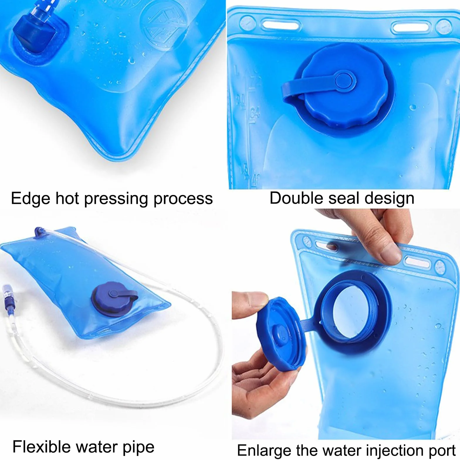 Bolsa Hidratacion 2l, Vejiga De Hidratación Sin Bpa A Prueba De Fugas, Apertura Grande Bolsa De Agua para Mochila con Tubo para Ciclismo Senderismo Correr Camping