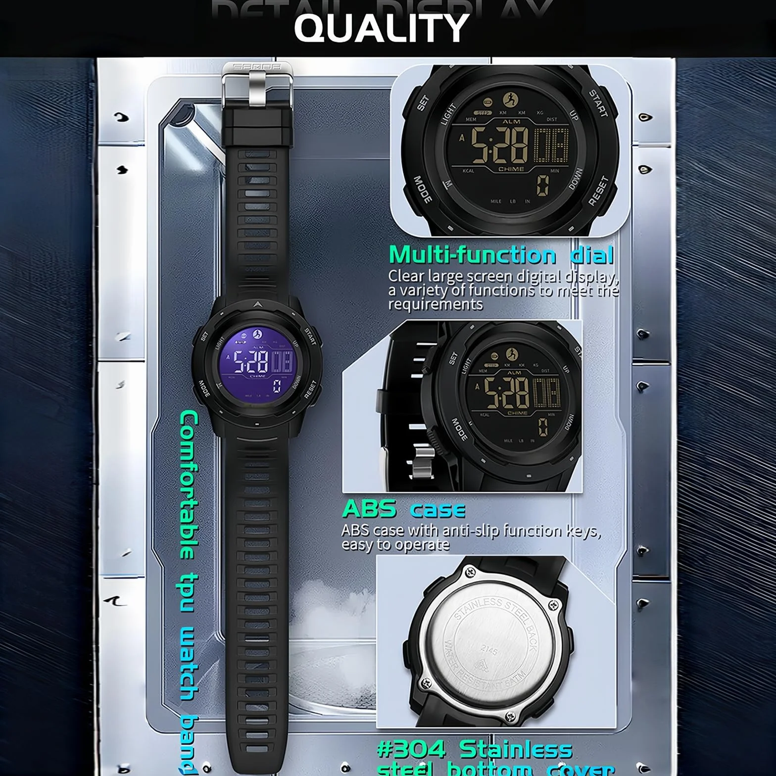 Flintronic Reloj con podómetro, Pedómetro Preciso, Pantalla Grande, Portátil para Deporte