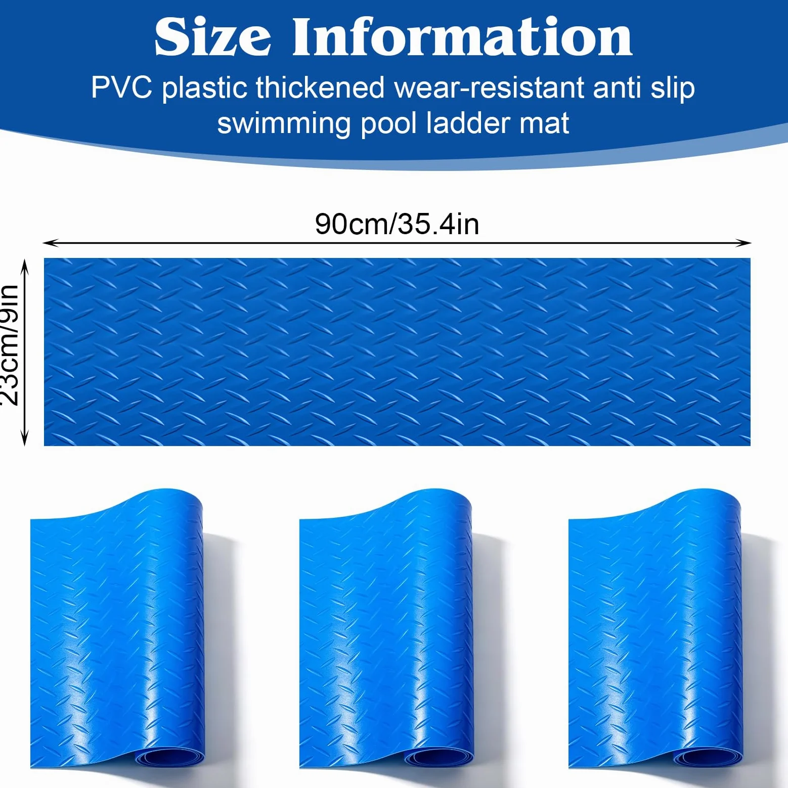 3 unidades de alfombrilla para escalera de piscina: 90 x 23 cm, alfombrilla protectora para piscina, alfombrilla antideslizante con textura antideslizante para pasos, escaleras, escaleras