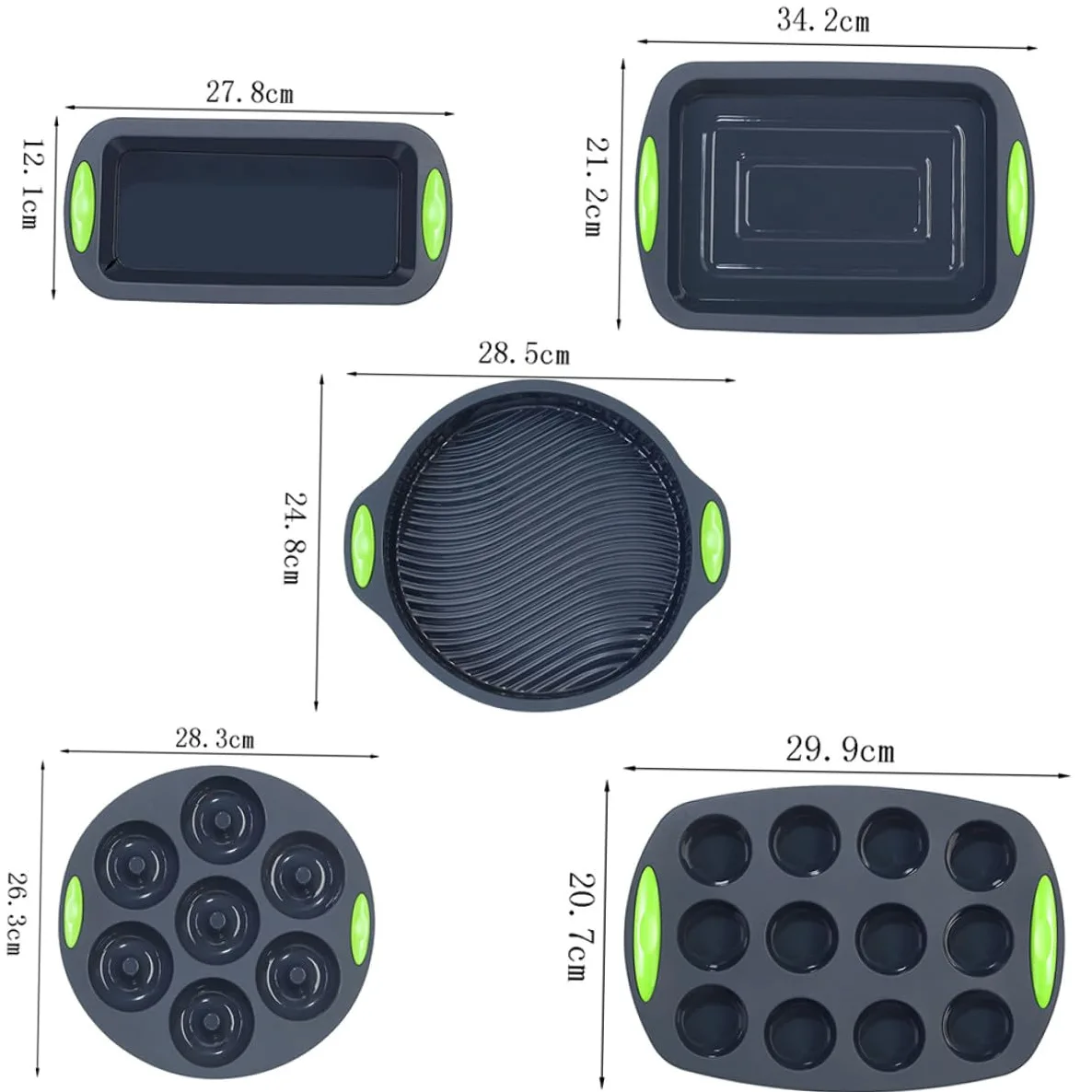 FOMIYES Kit de Moldes de Silicona 5 Piezas para Hornear Casero Moldes para Bizcochos y Pasteles Aptos para Horno y Refrigerador