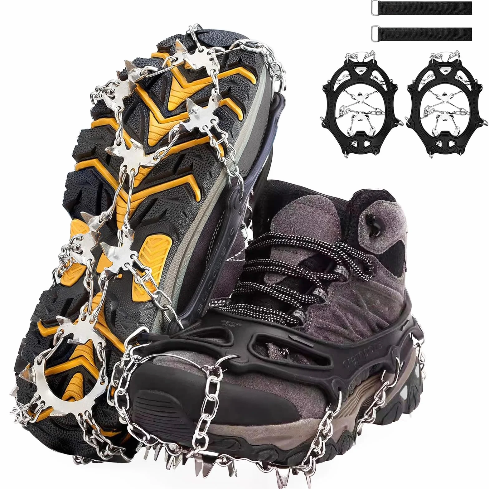 Crampones para Zapatos de Senderismo, Picos de Hielo de Acero Inoxidable, Antideslizantes, Tamaño Grande