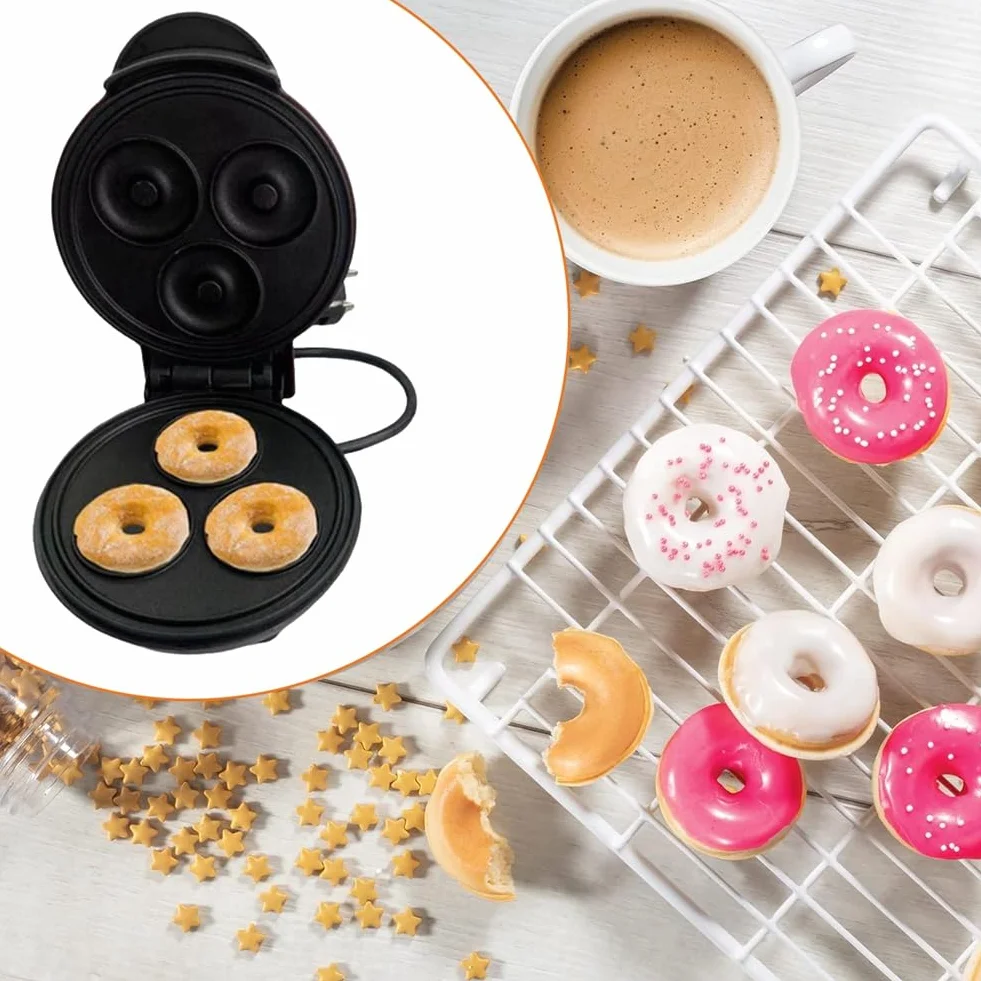 Máquina Eléctrica para Hacer Donas, Cocina con Revestimiento Antiadherente, para Hacer Donas, Aperitivos para Niños, Postres, Mini Máquina para Hacer Donas, Enchufe Europeo C