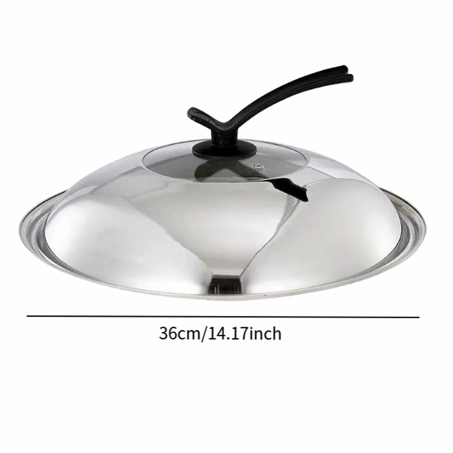 Qectial Tapa Redonda para Sartén de 36 Cm, Ideal para Sartenes de 34-35,5 Cm de Diámetro. Incluye Asa de Apoyo, Mango Estable